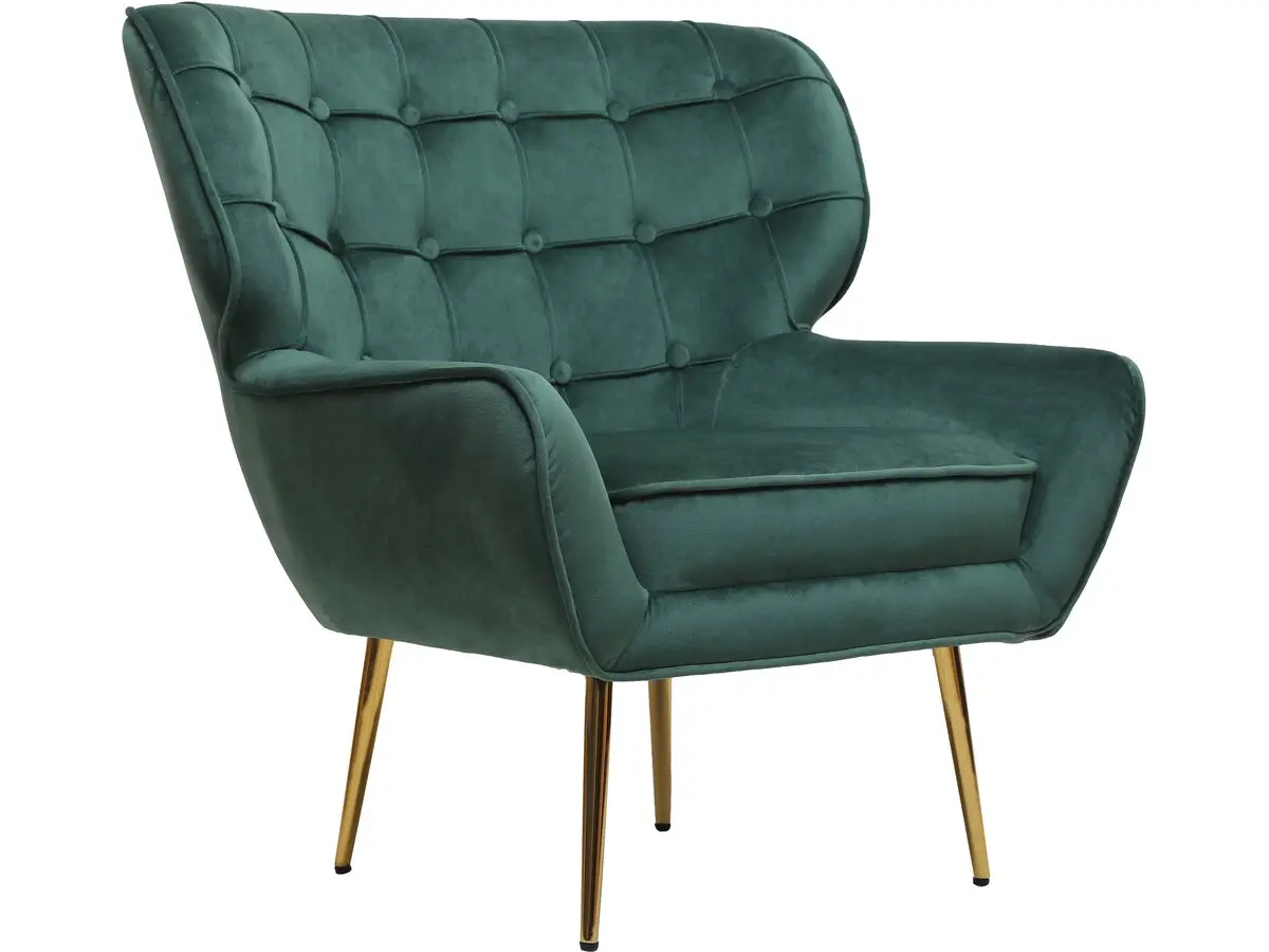 Fauteuil En Velours «austin» – 79 X 71 X 79.5 Cm – Vert -habitat Et Jardin