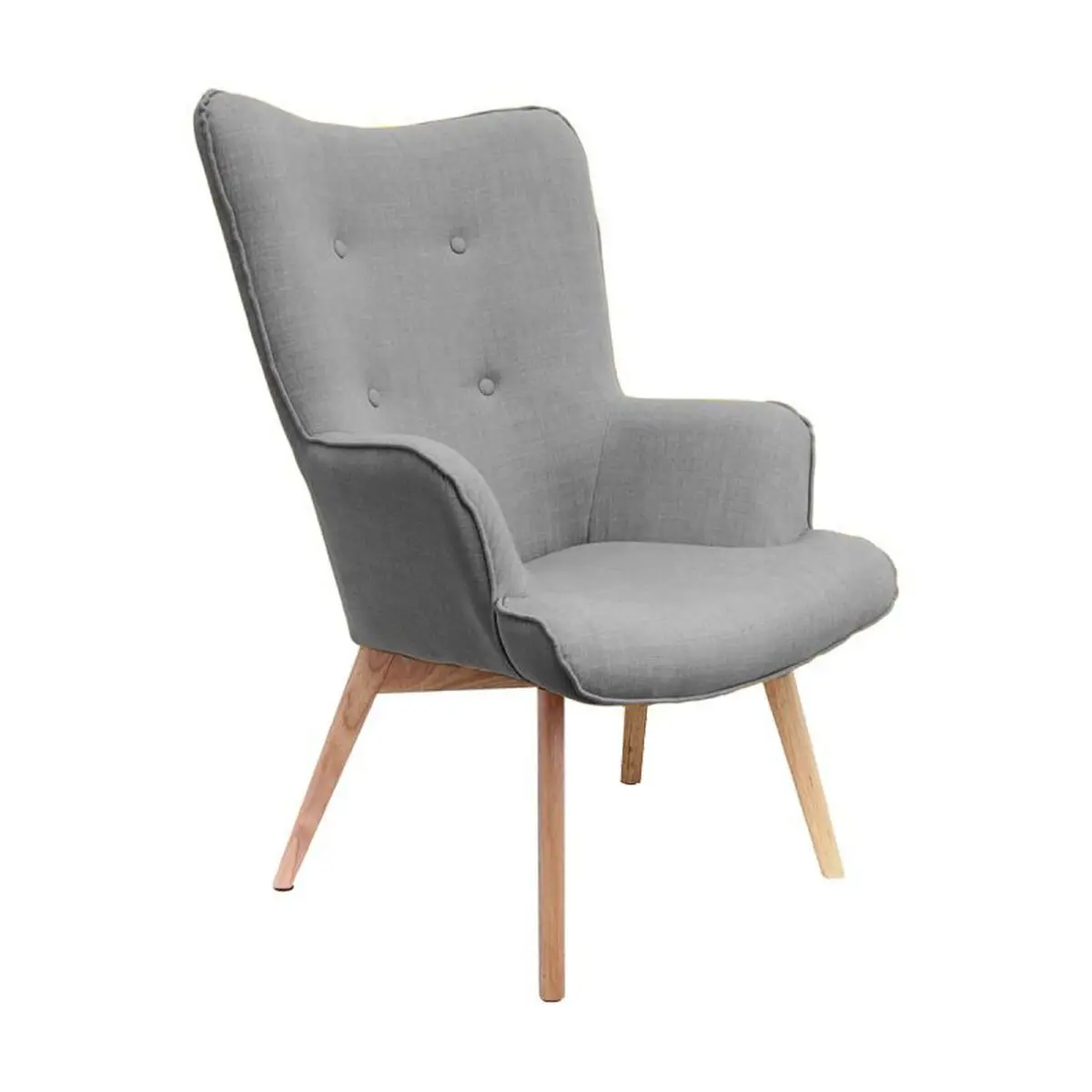 Fauteuil Gris et Piétement Naturel – HAYNA