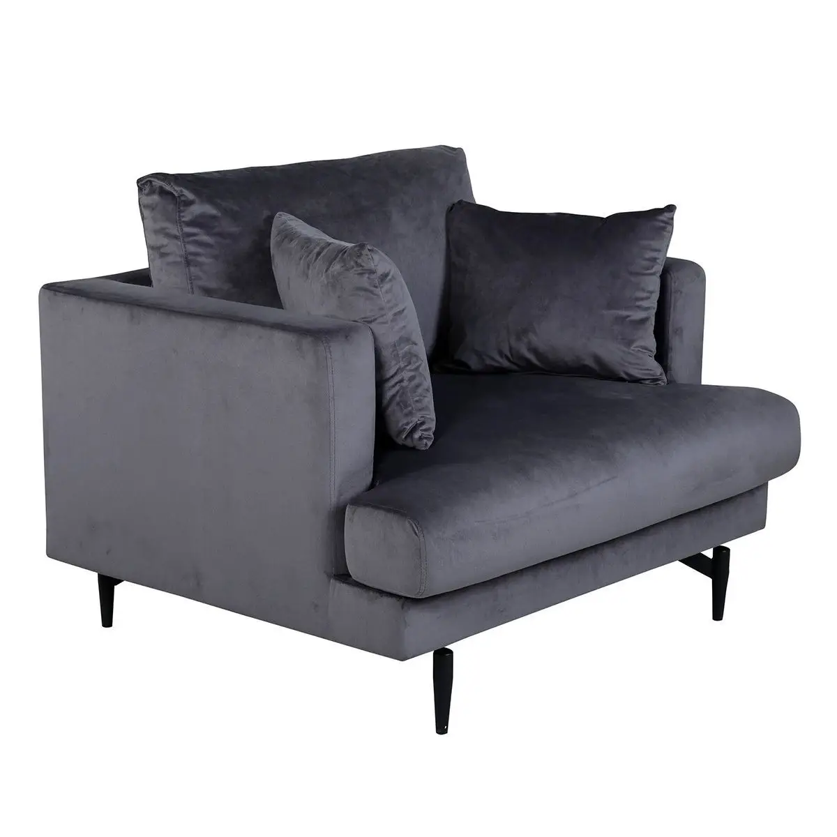 Fauteuil en Velours «Sofia» 104cm Gris Foncé
