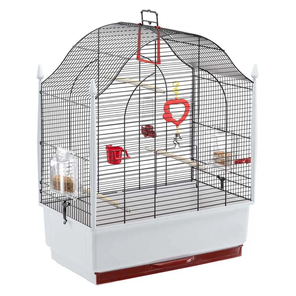 Ferplast Cage à Oiseaux VILLA Cage pour Oiseaux, Canaris, Pinsons, Perruches Ondulées, Inséparables, en Métal, Accessoires inclus Mangeoires rotatives