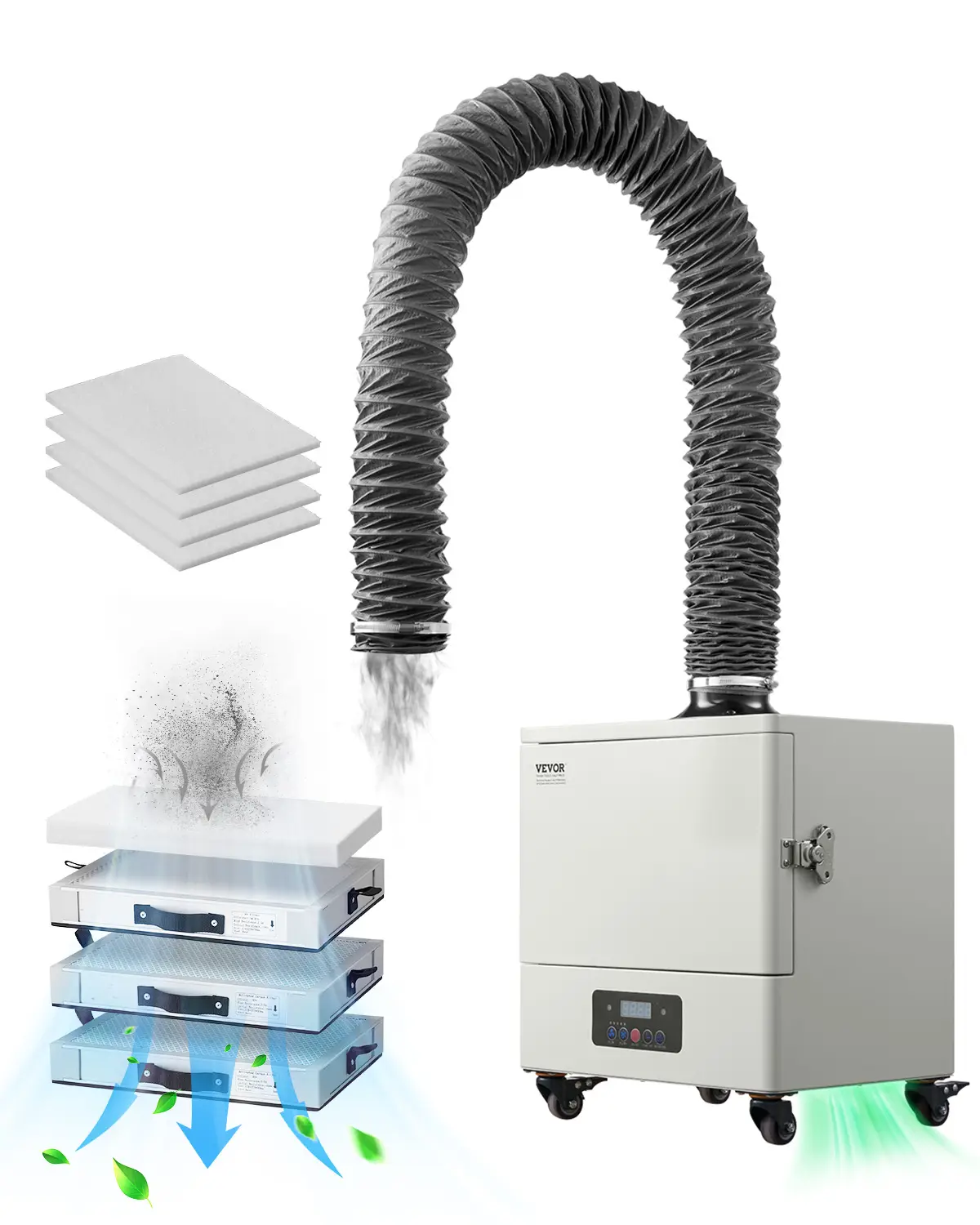 VEVOR Extracteur fumée soudure 280W, absorbeur sans balais, aspiration 459 m³/h, télécommande.