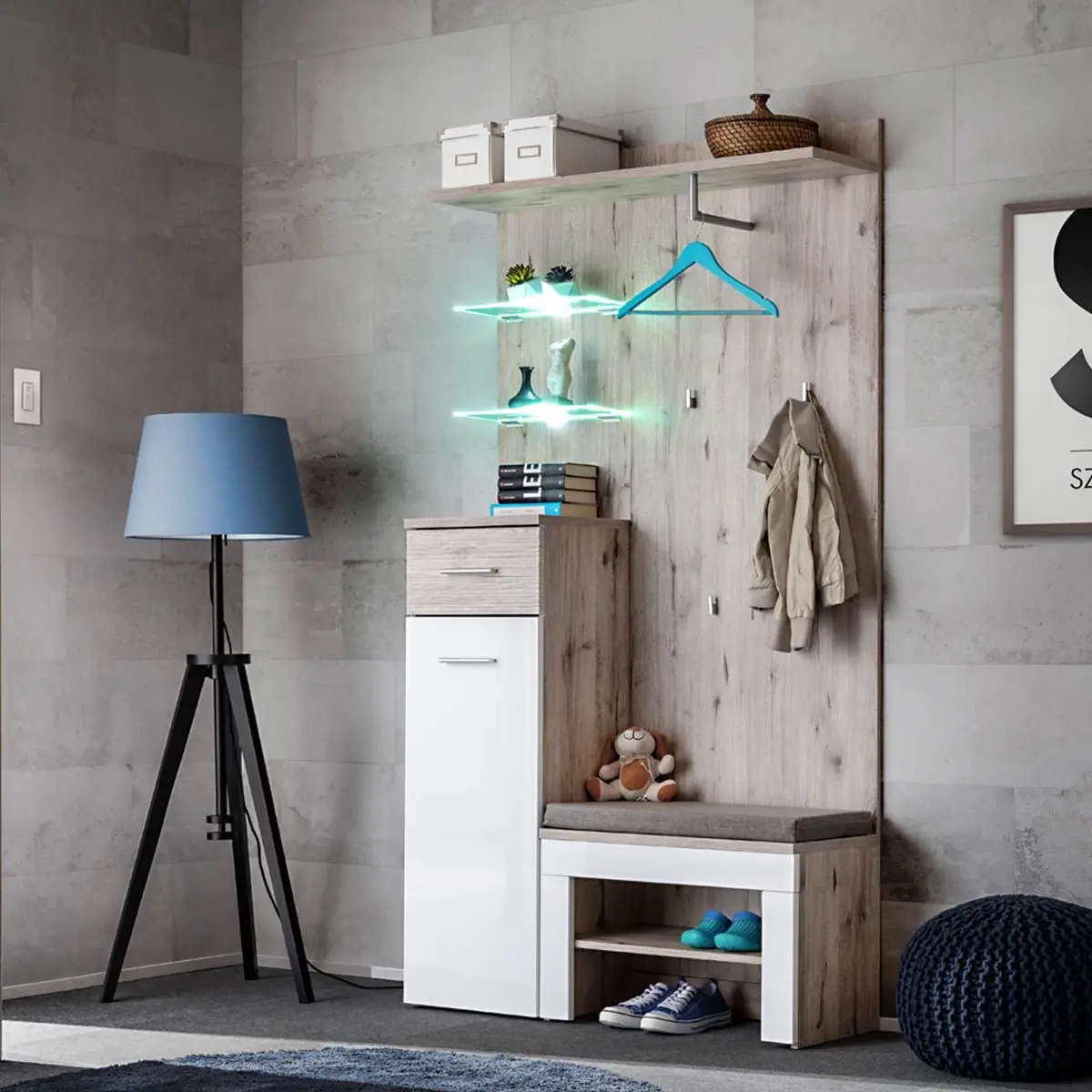 Ensemble Dressing «Gustavo I» 200cm Naturel & Blanc
