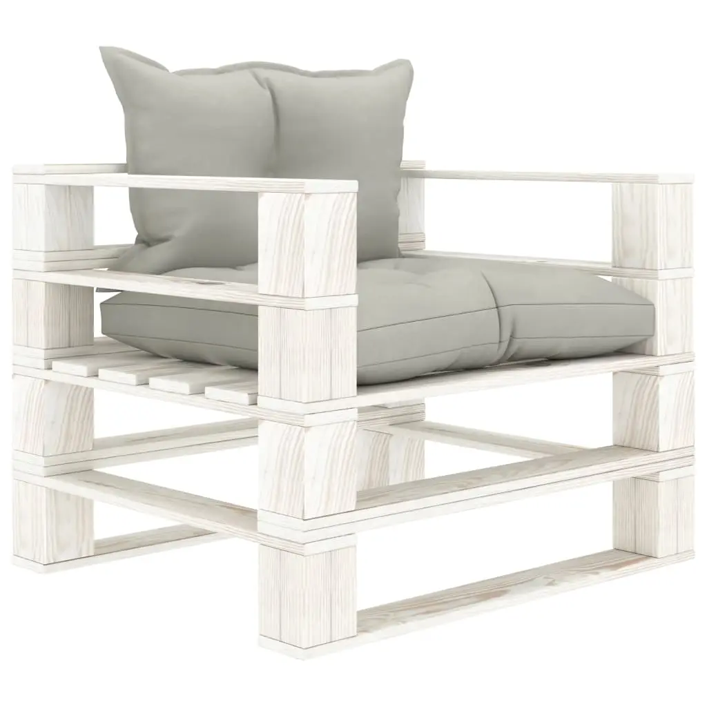 Fauteuil de Jardin Design Palette en Bois de Pin Naturel avec Coussins Taupe pour Ambiance Bohème et Décontractée – ComfortXL Outdoor Living