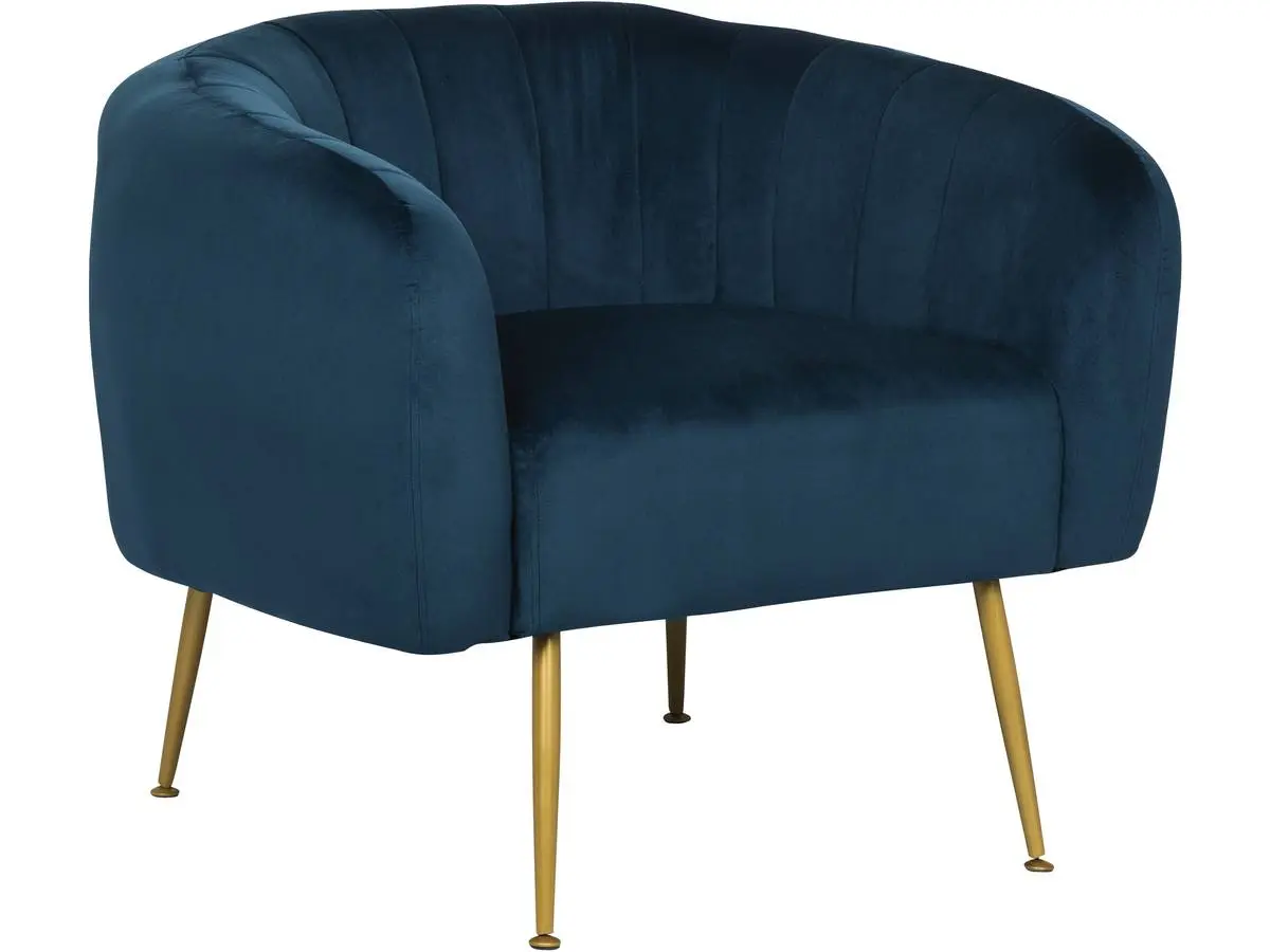 Fauteuil En Velours «diana» – 1 Place – Bleu -habitat Et Jardin