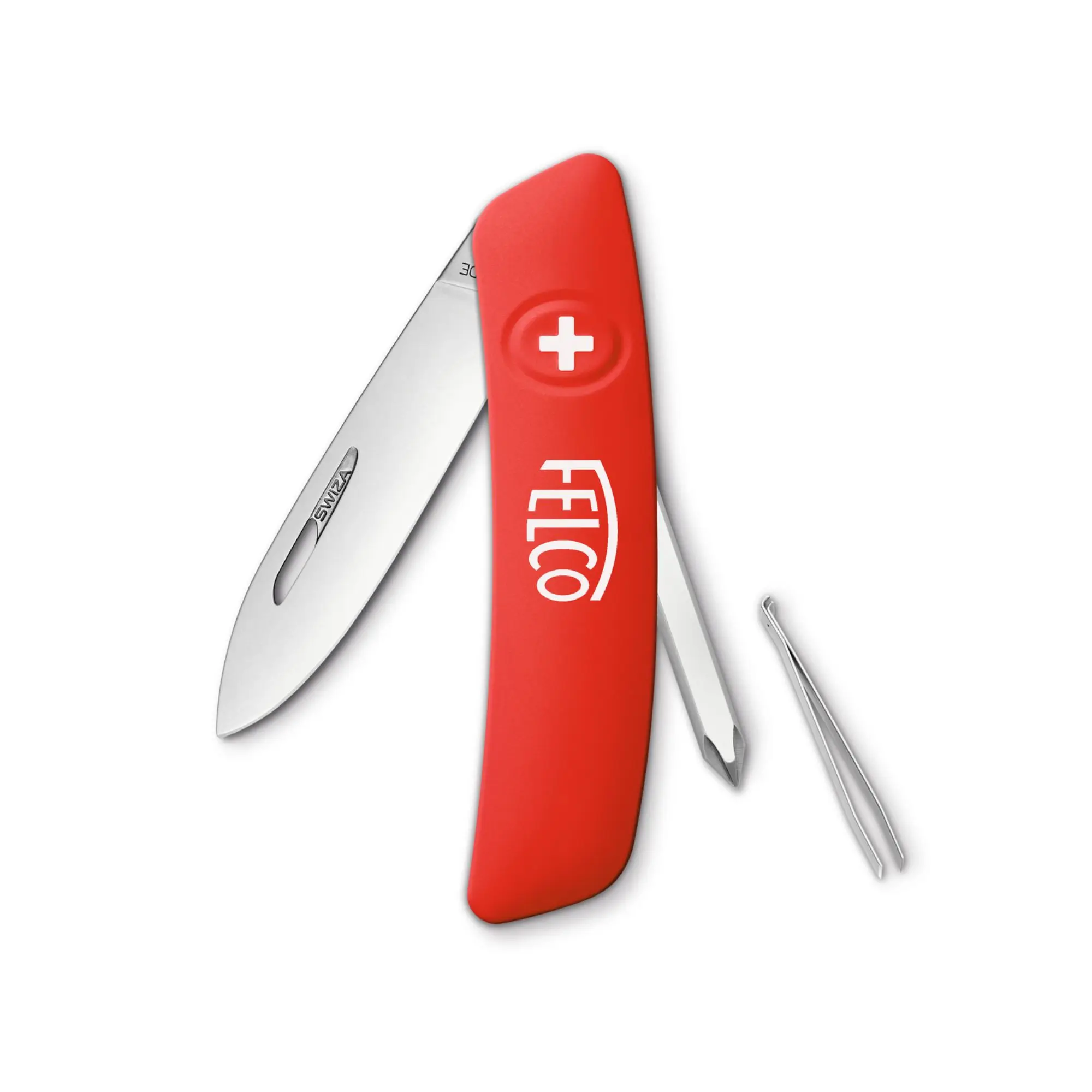 FELCO Couteau suisse n° 502 (Couteau avec 4 fonctions, incluant tournevis et pincette, outil polyvalent, longueur 95 mm, lame 75 mm, rouge) FELCO 502