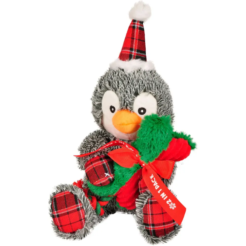 Flamingo – Pingouin Noël peluche 43 cm avec Os en corde , jouet pour chien