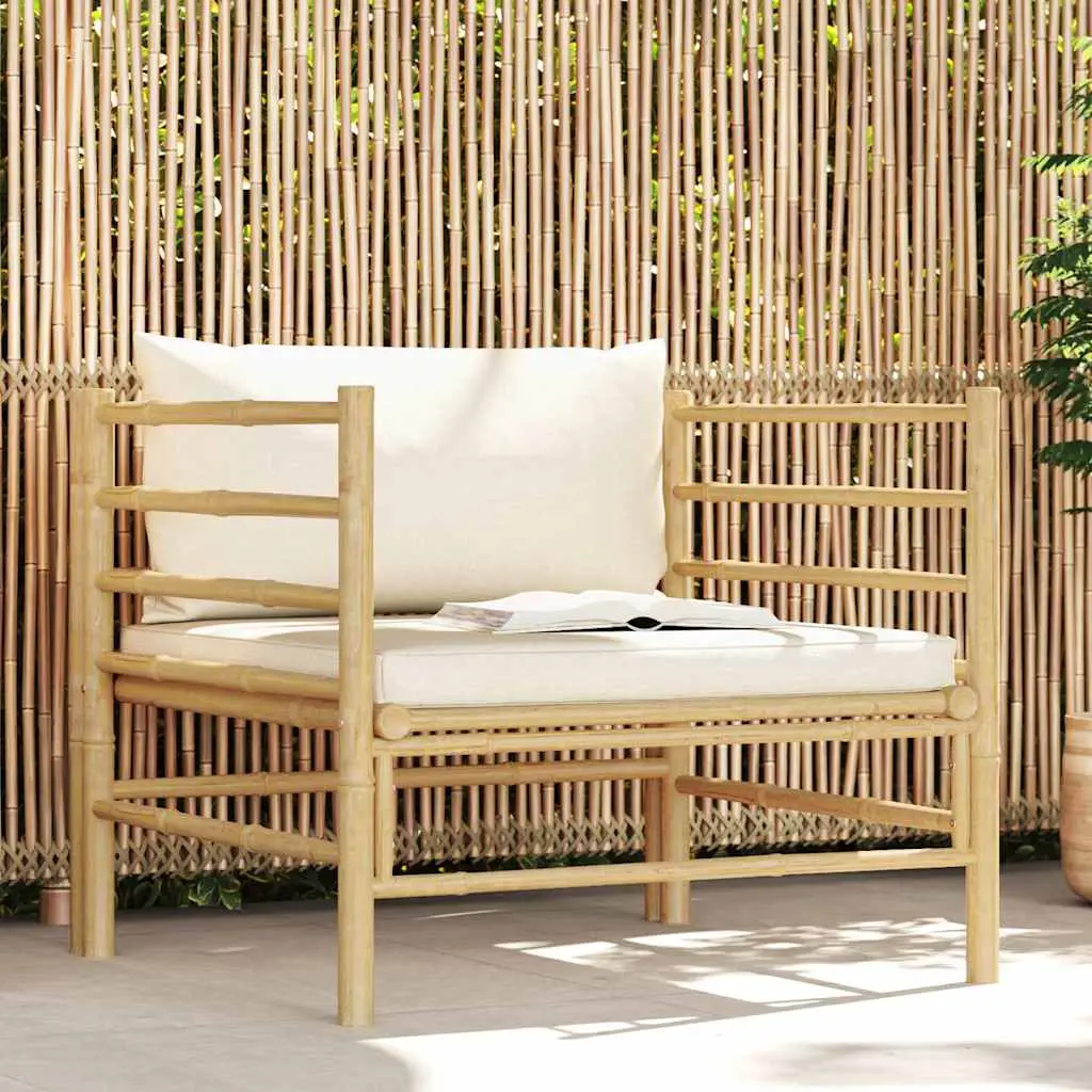 Fauteuil de Jardin Bambou Naturel Coussins Blanc Crème Confortable Design Exotique Terrasse – ComfortXL Outdoor Living