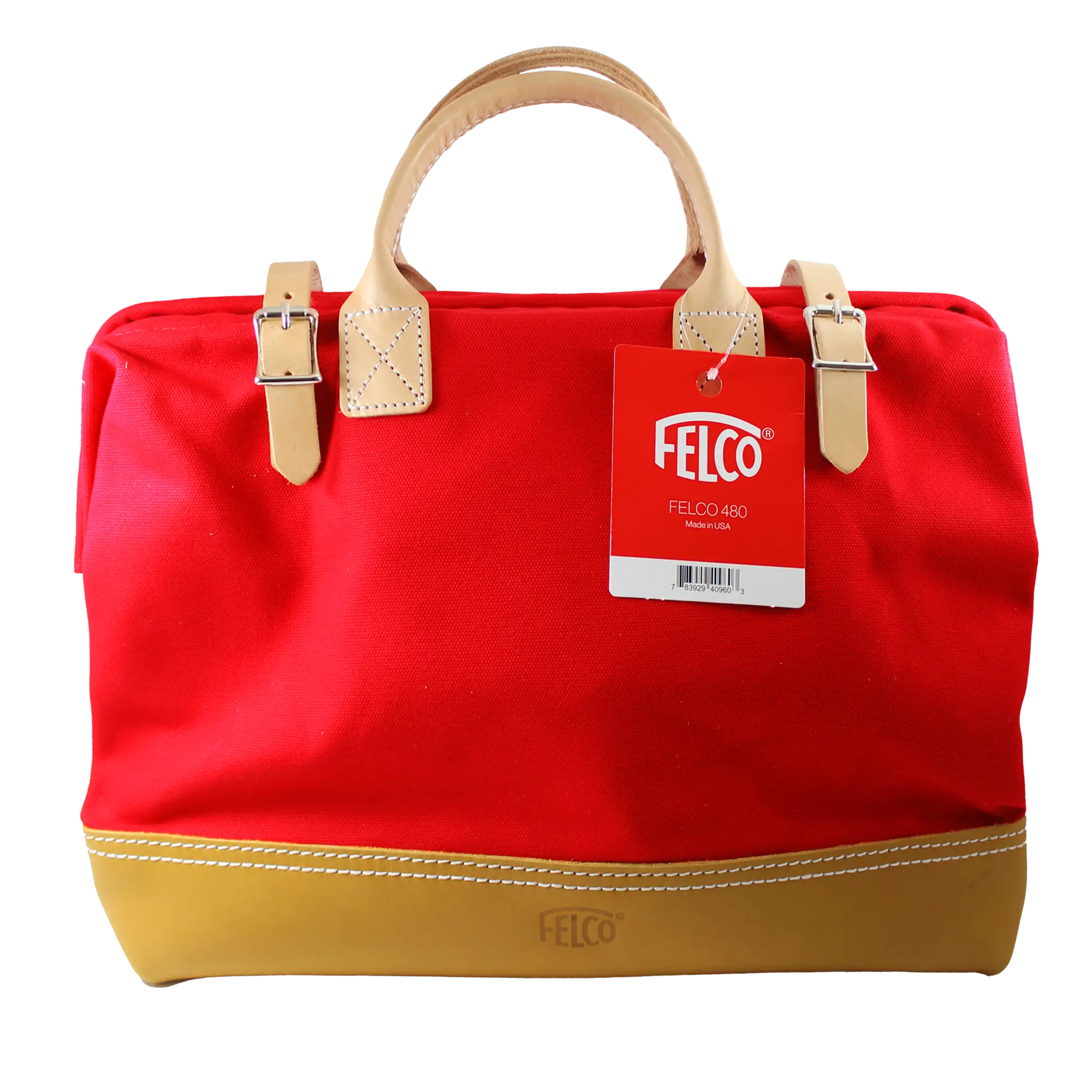 FELCO 480 Sac de jardinage polyvalent en toile rouge et cuir, ultra résistant et spacieux, idéal pour transporter outils et accessoires de jardin