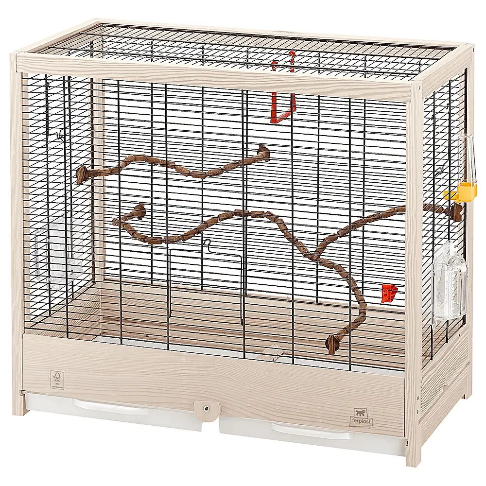 Ferplast Cage pour Oiseaux en bois FSC GIULIETTA 5, Canaris, Perruches et Oiseaux exotiques, Accessoires inclus