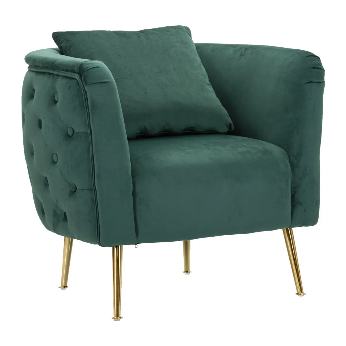 Fauteuil en Velours «Bucarest» 76cm Vert
