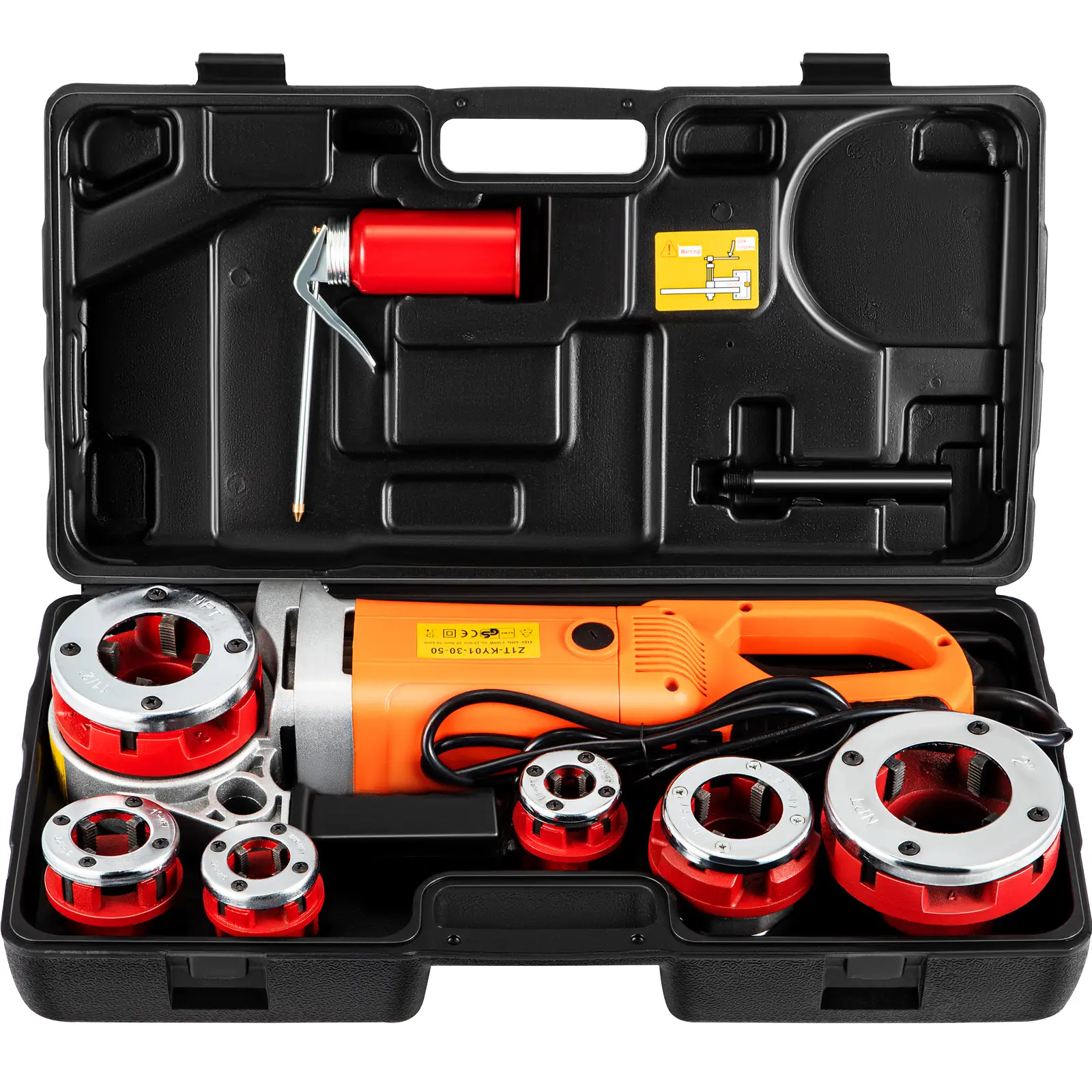 VEVOR Fileteuse de Tuyau Electrique 2300 W, Filière 1,27-5 cm, 6 Matrices, 22 tr/min.
