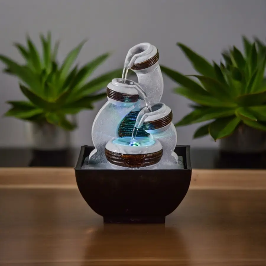 Fontaine d’Intérieur Cascade Kara – Déco Salon, Chambre, Bureau, Cadeaux Petit Prix – Faible Encombrement – H18cm – Zen’Light
