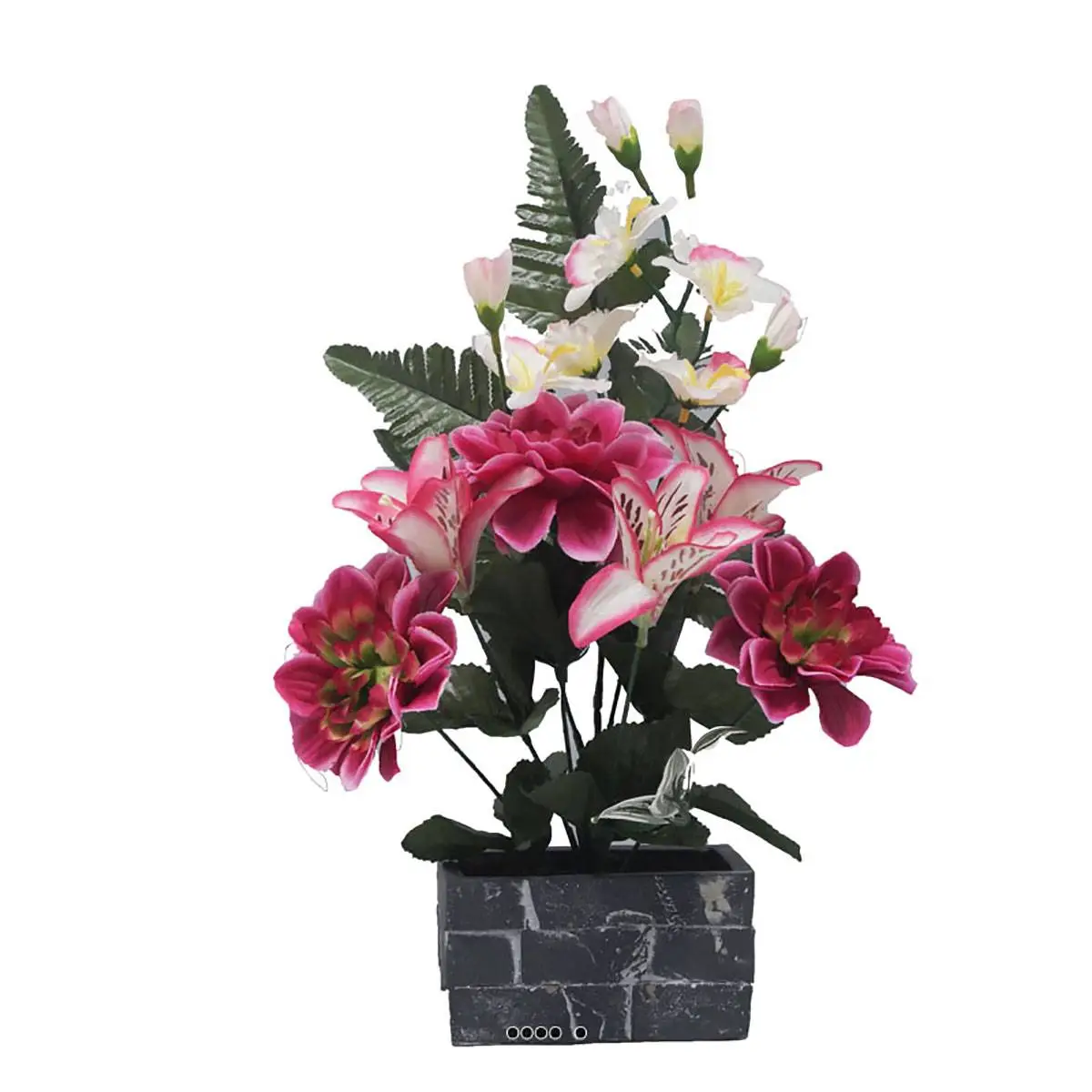 Fleurs artificielles cimetière jardinière Dahlias et Lys Rose fushia – couleur: Rose fushia 730