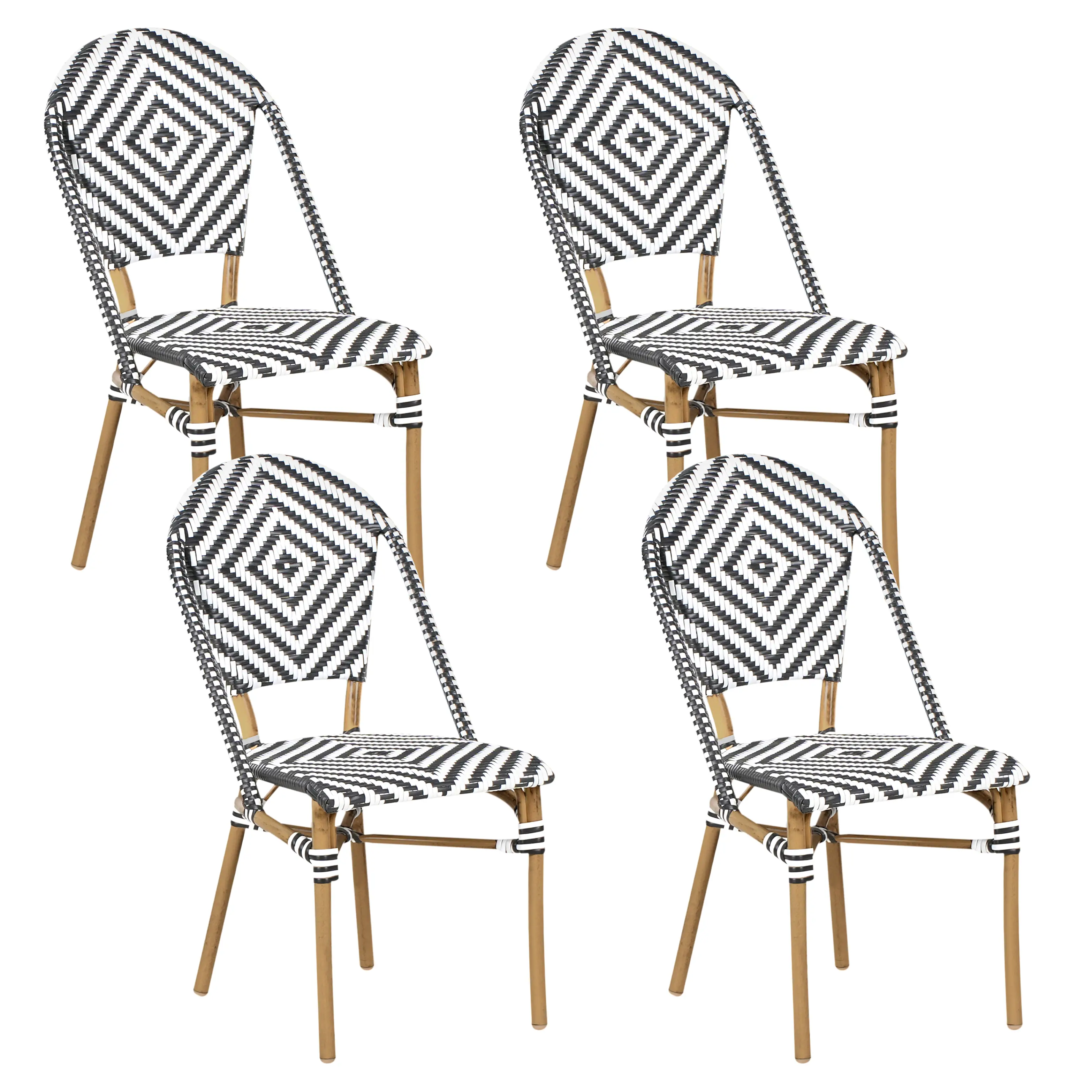 Chaise de salle à manger Polyrotin Noir/blanc RIFREDDO – Beliani