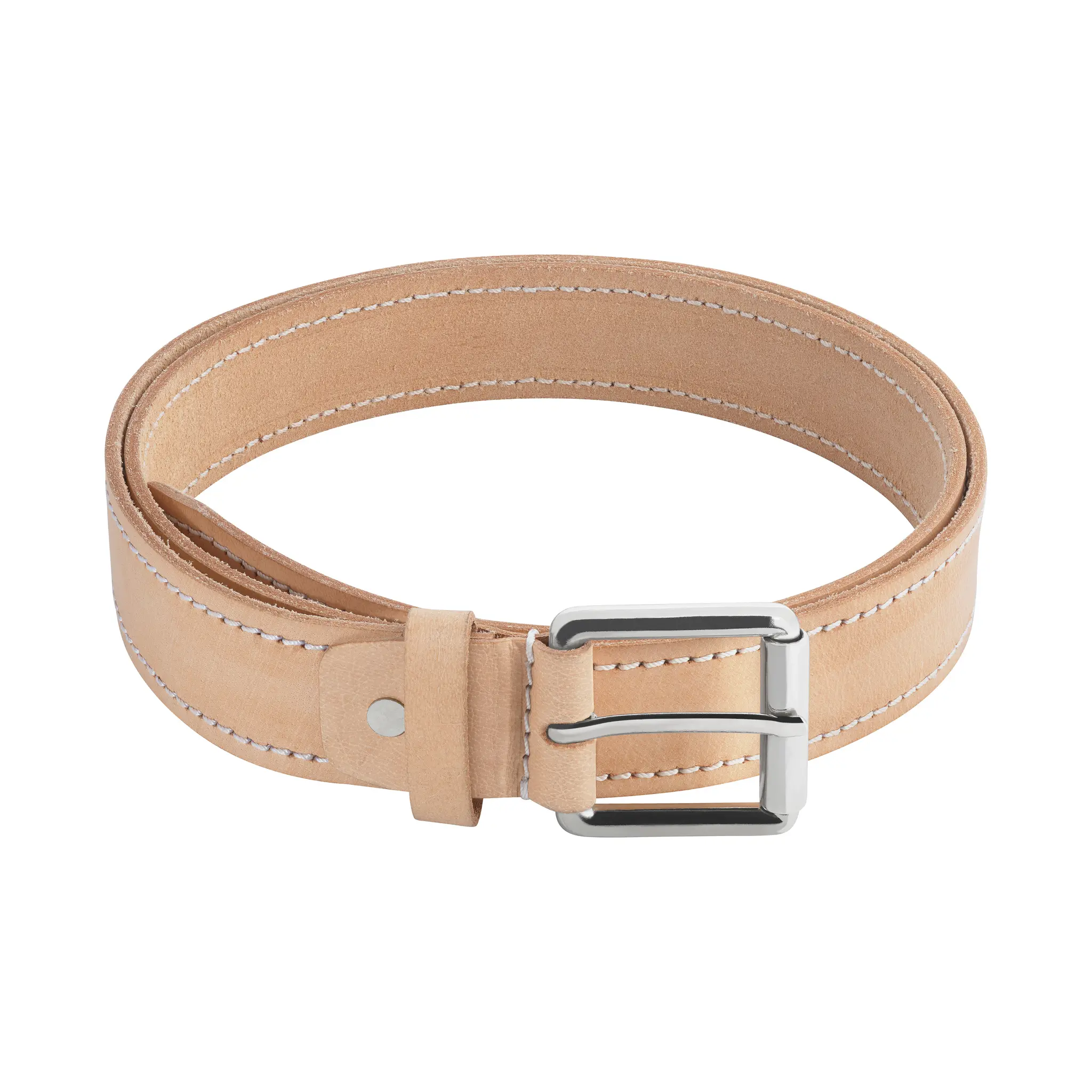 FELCO 941 Ceinture en cuir véritable naturel 40 mm, élégante et robuste, coutures contrastées