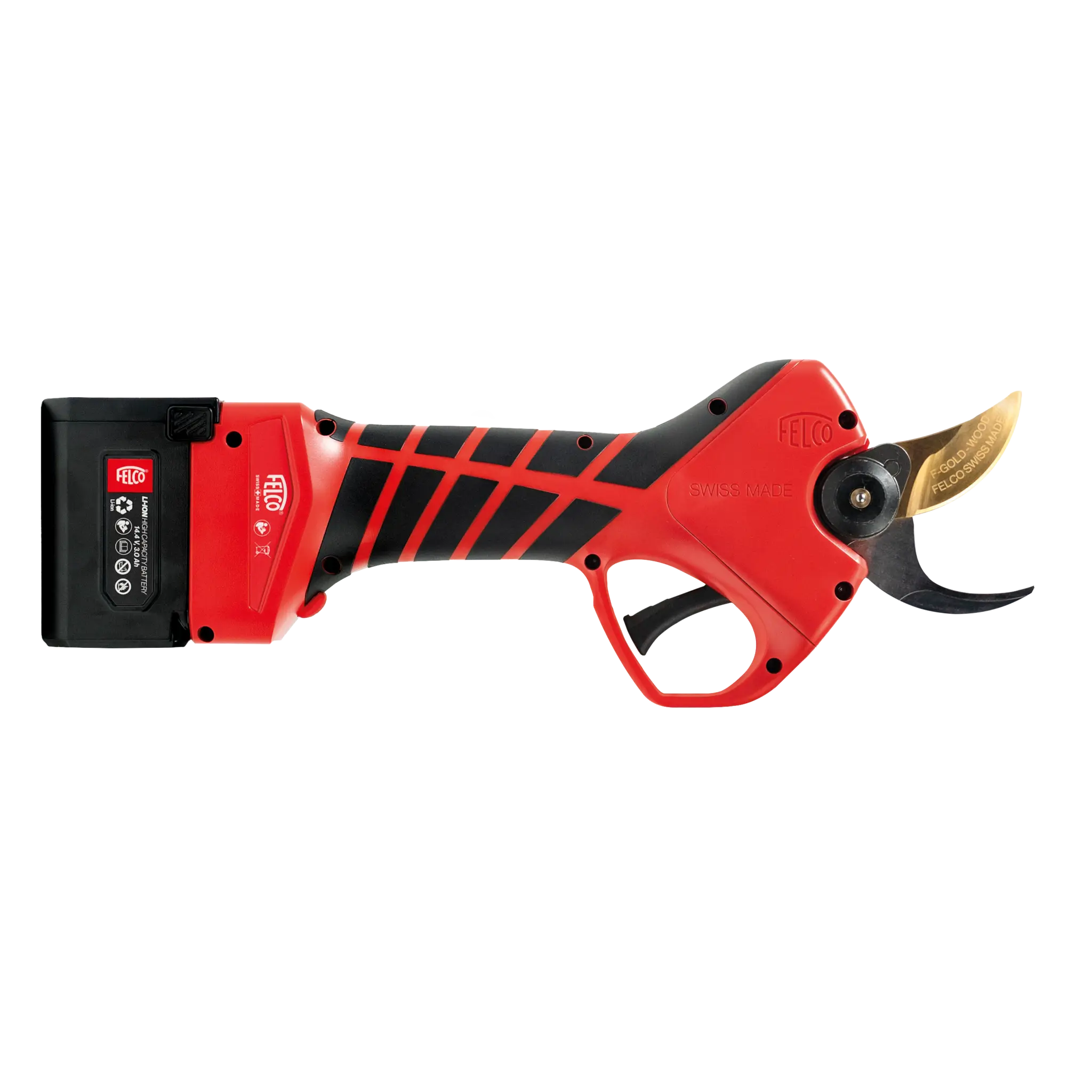 FELCO 834W Sécateur électrique professionnel avec 2 batteries 14,4V, coupe jusqu’à 34 mm, lame F-GOLD WOOD, mallette de transport