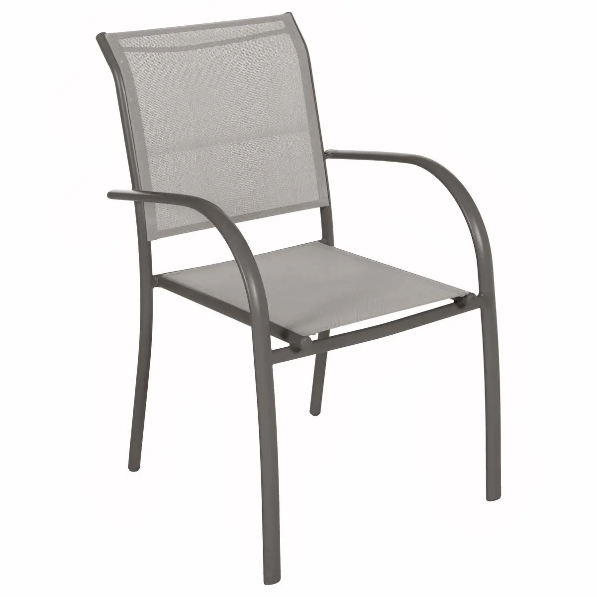 Fauteuil de jardin empilable «Piazza» noisette & tonka aluminium traité époxy Hespéride