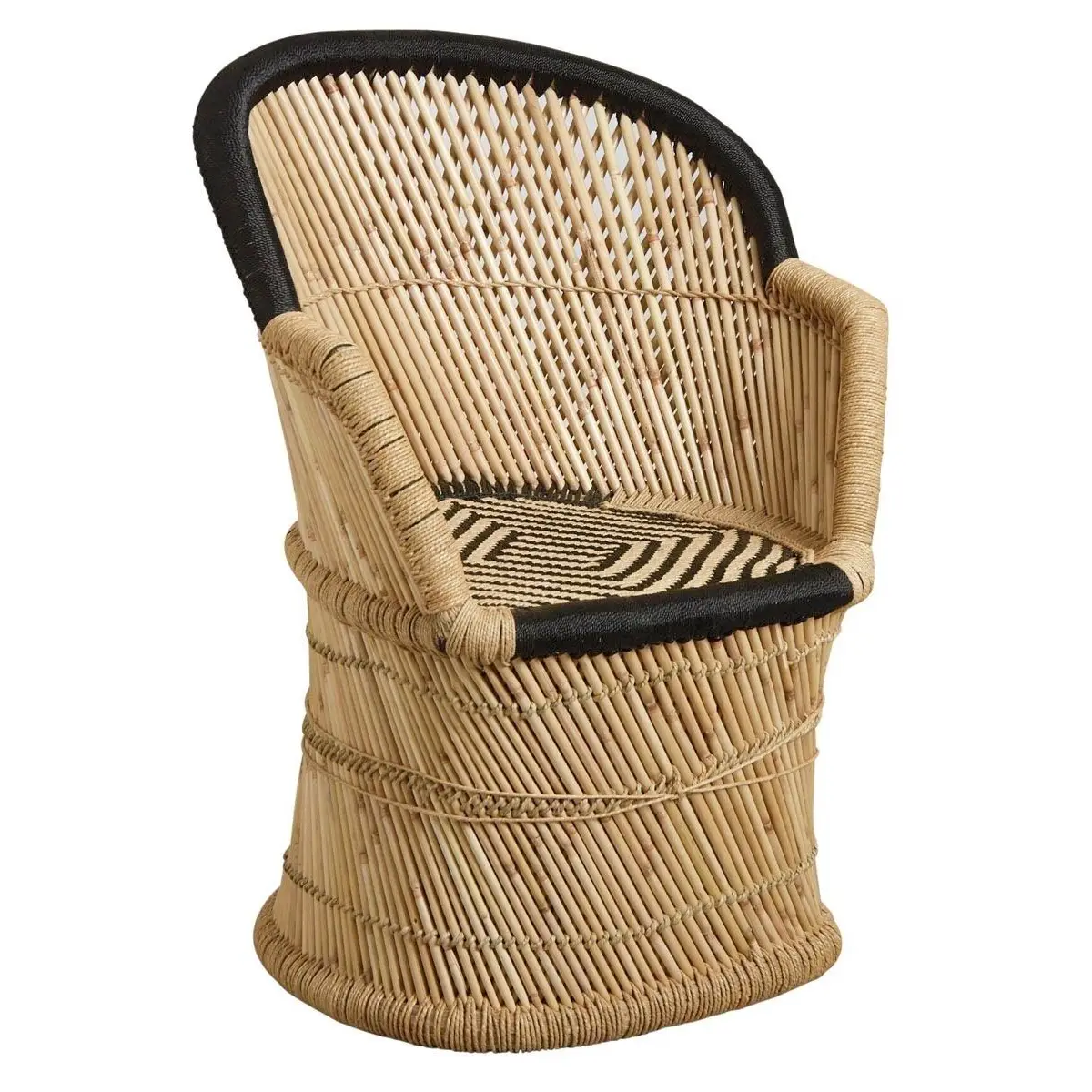 Fauteuil en roseau bicolore