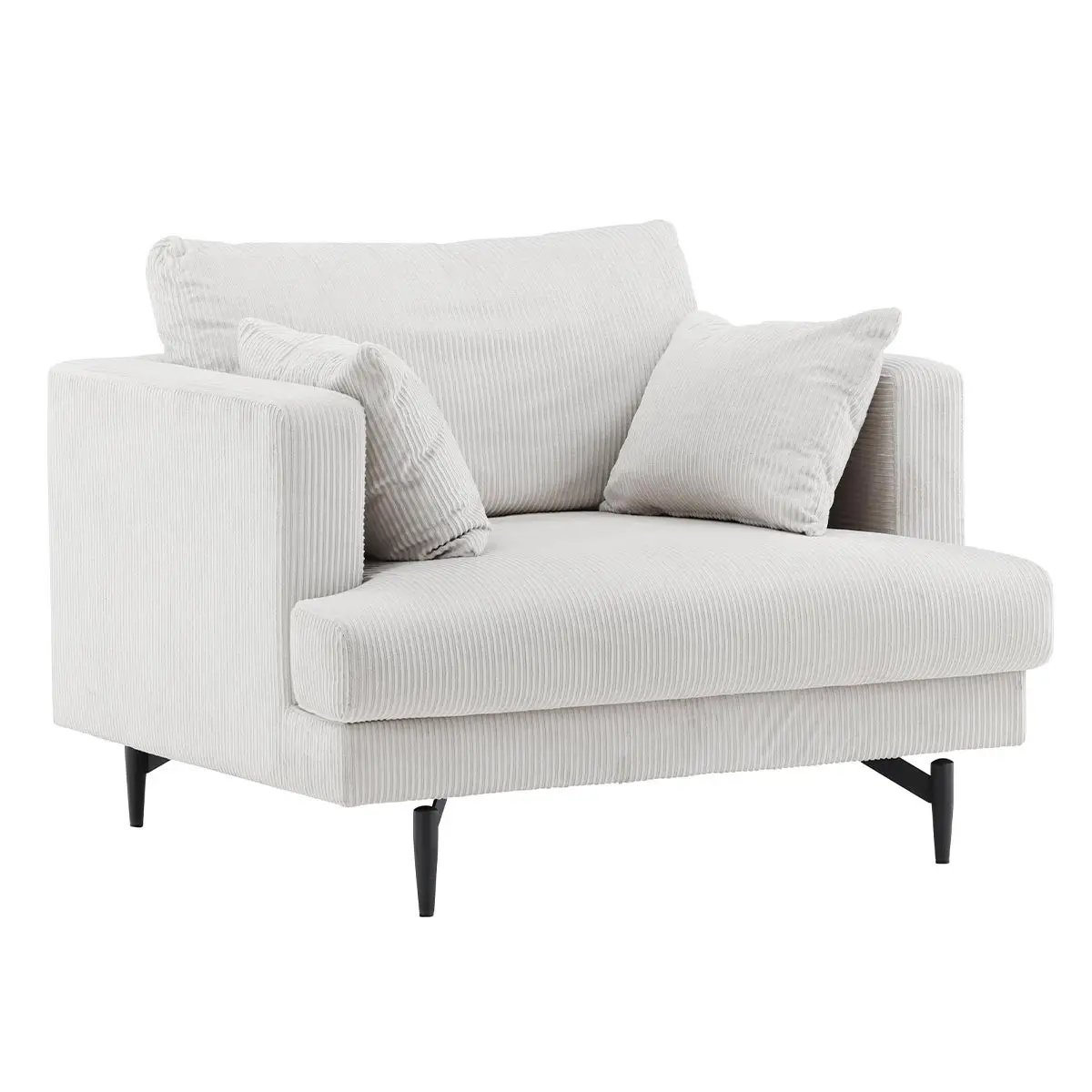 Fauteuil en Velours Côtelé «Sofia» 104cm Beige