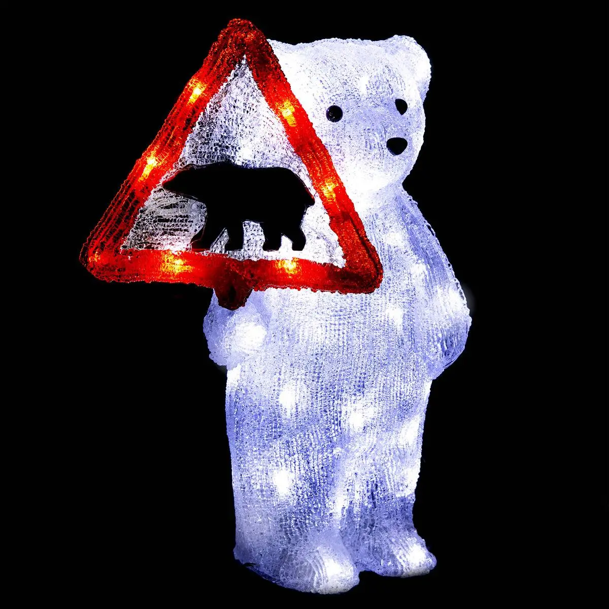 Forme acrylique ours avec pancarte lumineuse solaire 50 LED clignotantes H.40cm extérieur FEERIC LIGHTS & CHRISTMAS