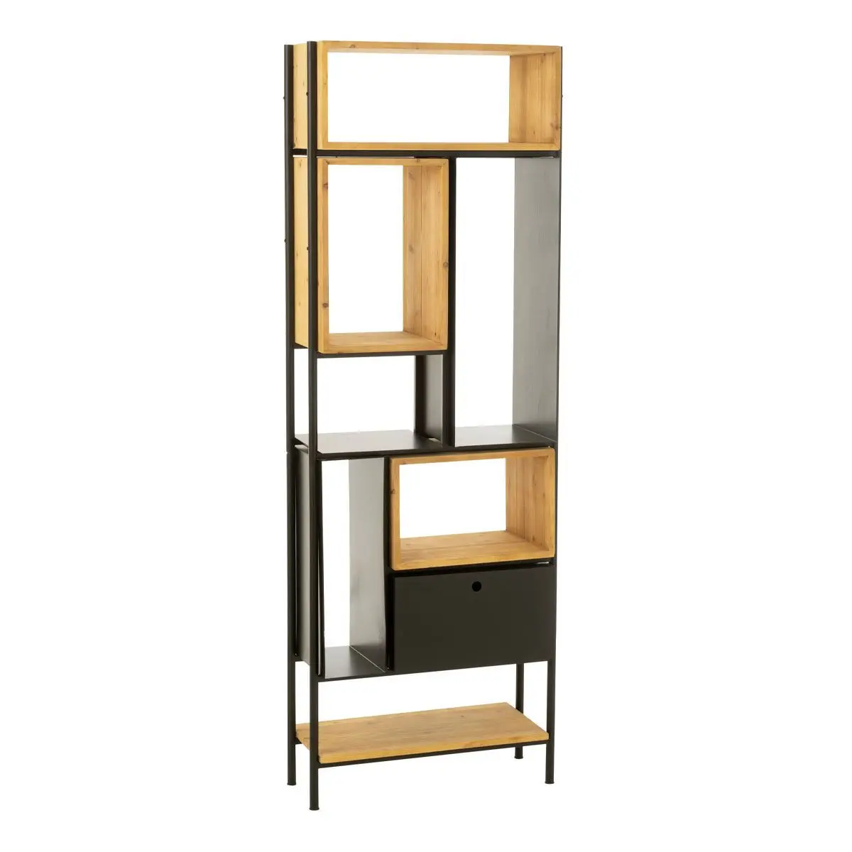 Étagère en Bois «Tina» 65cm Noir & Naturel