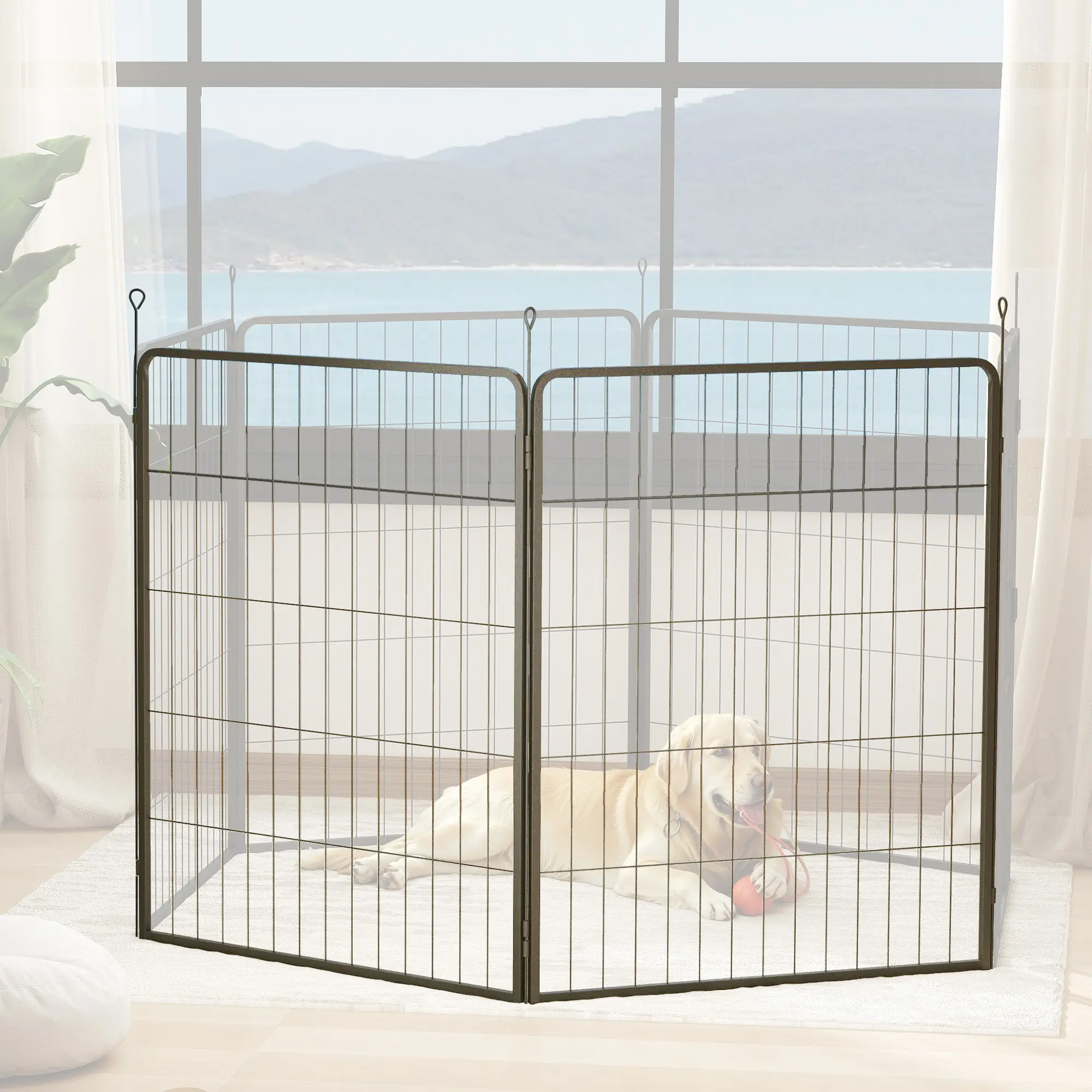 Extension Enclos Chien Acier Jardin Parc Modulable 2 Panneaux 80x100cm Noir – ComfortXL Pet Living