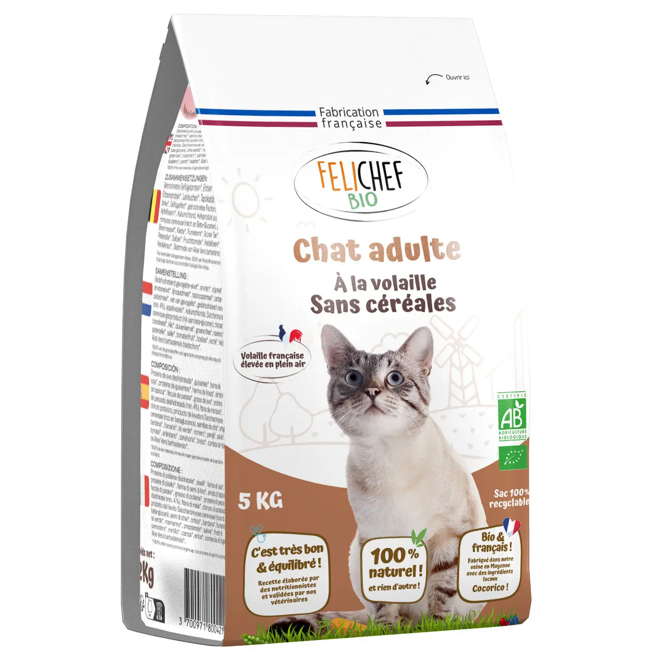 Felichef – Croquettes Sans Céréales Bio à la Volaille pour Chat