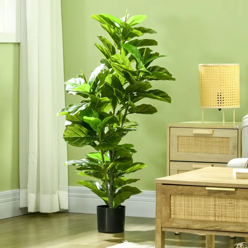 Ficus Artificiel Réaliste Plastique Décoration Intérieur Extérieur Vert 110 cm – ComfortXL Outdoor Living