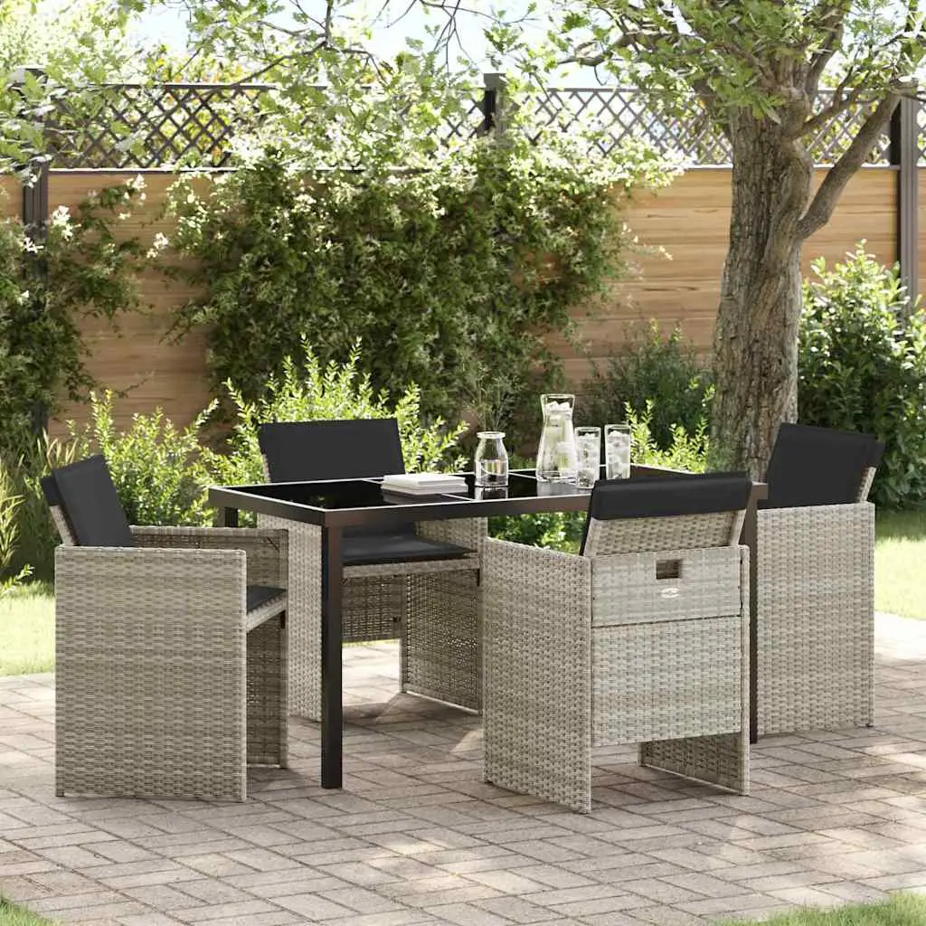 Ensemble de table et 4 chaises de jardin en résine tressée moderne pour terrasse Gris clair – ComfortXL Outdoor Living