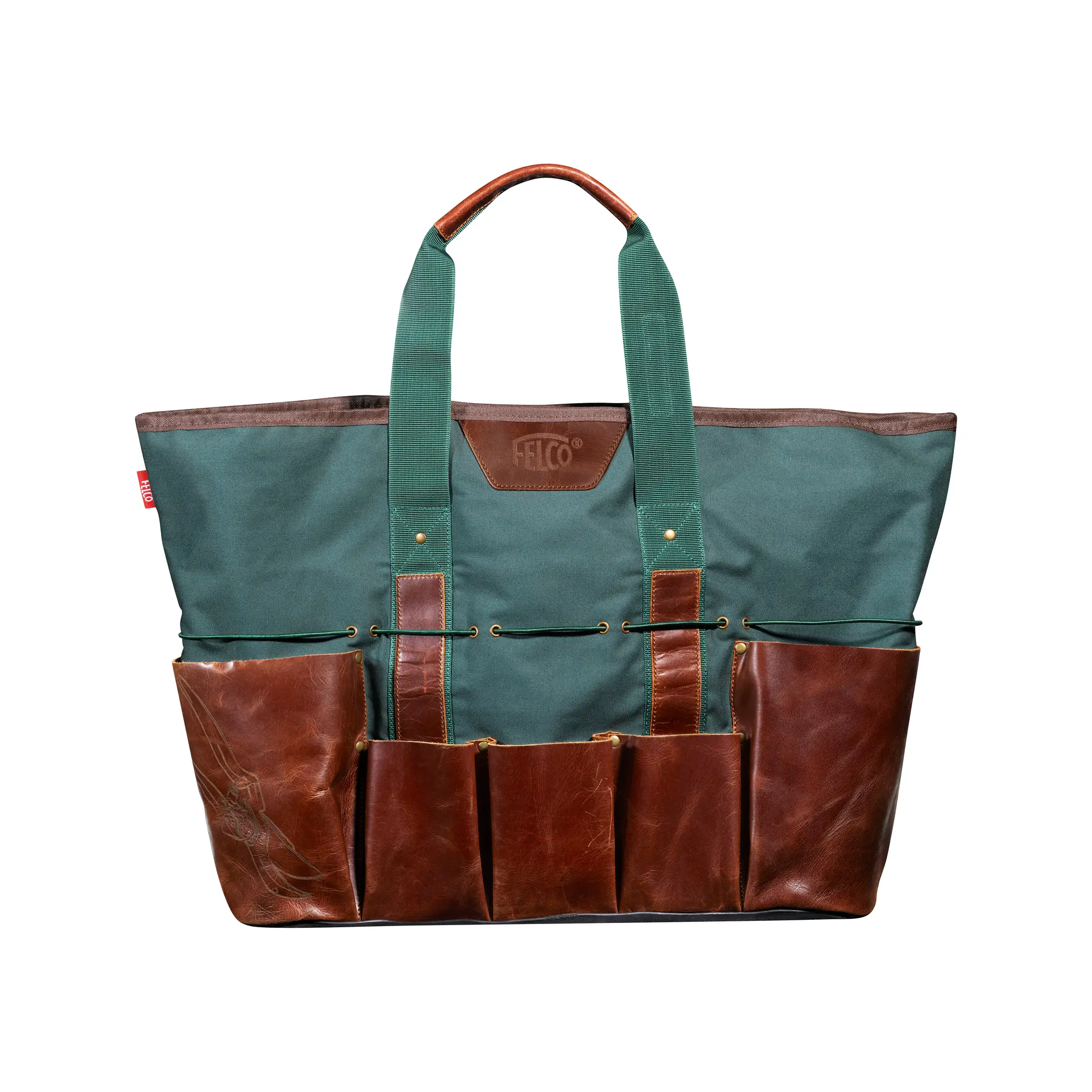 FELCO 481 Sac de Jardinage – Toile coton imperméable & cuir premium – Transport pratique & élégant pour outils, gants et accessoires