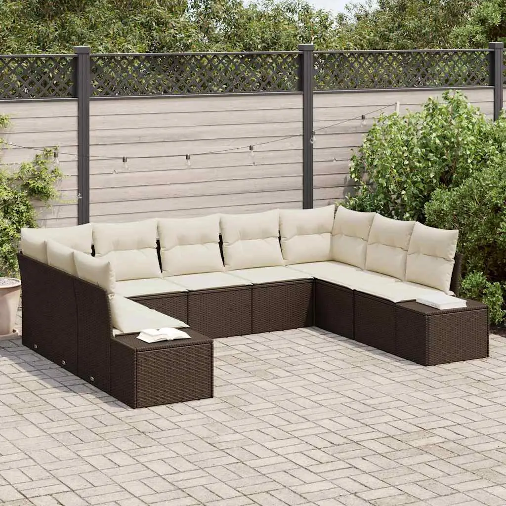 Ensemble XXL Extérieur 9 pcs Polyrotin Marron avec Coussins Zippés pour Usage Familial – ComfortXL Outdoor Living