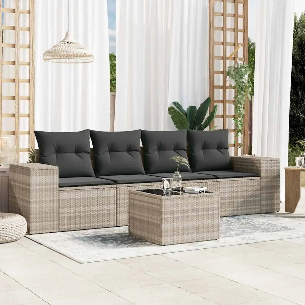 Ensemble terrasse 4 places avec table en résine tressée modulable Gris Clair et Foncé – ComfortXL Outdoor Living