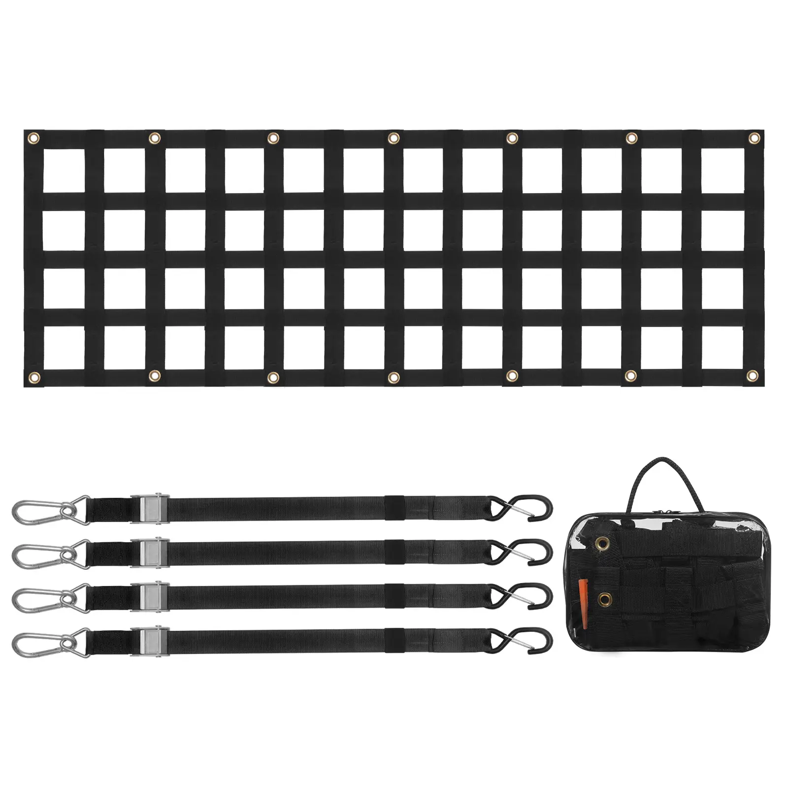VEVOR Filet hayon 1525x470mm, 4 sangles, extensible, durable, pick-up, remorque, Jeep.
