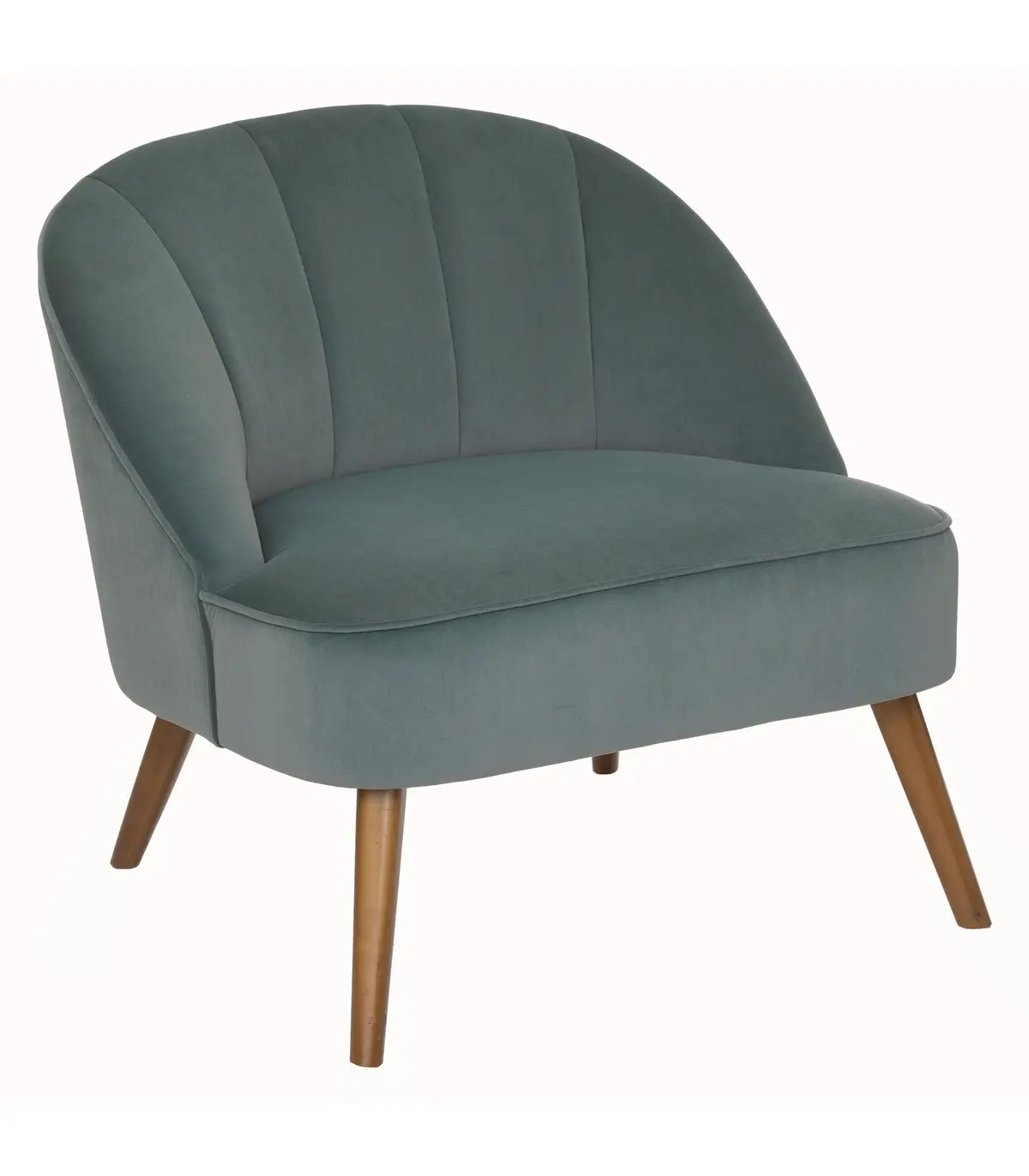 Fauteuil en Velours Vert Céladon et pieds en Bois