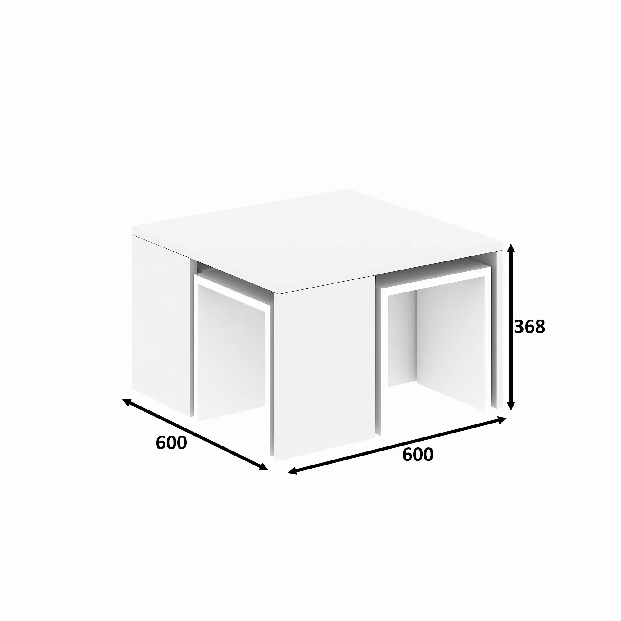 Ensemble De Tables Basses En Bois «ortanca» – 60 X 60 X 37 Cm – Blanc -hanah Home
