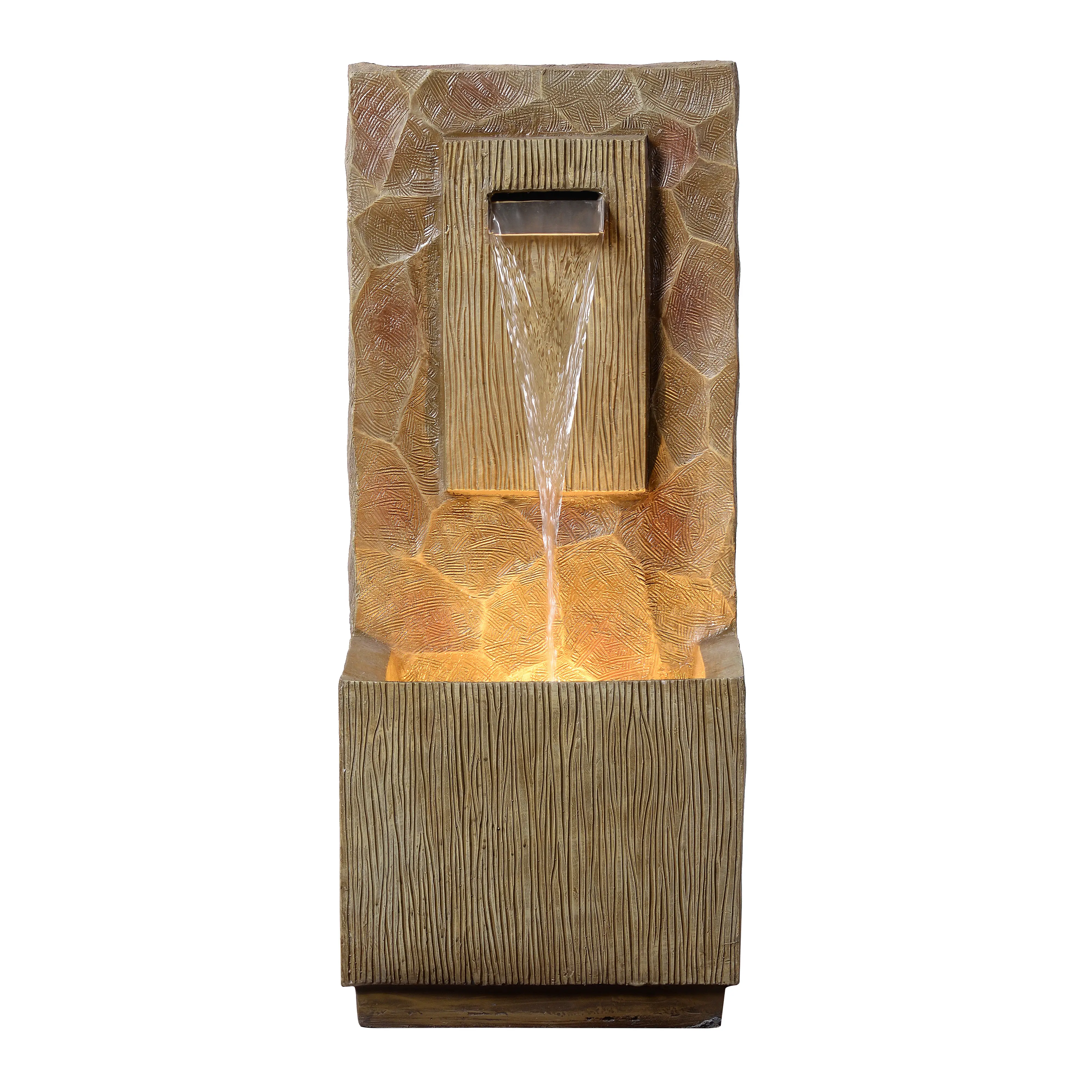 Fontaine cascade extérieure LED, 81cm, Marron, Teamson Home