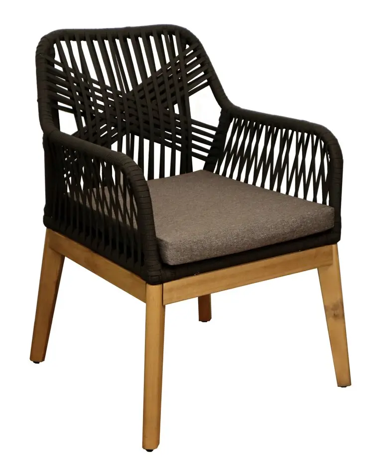 Fauteuil de jardin Dahlia en bois d’acacia FSC – rope noir PROLOISIRS