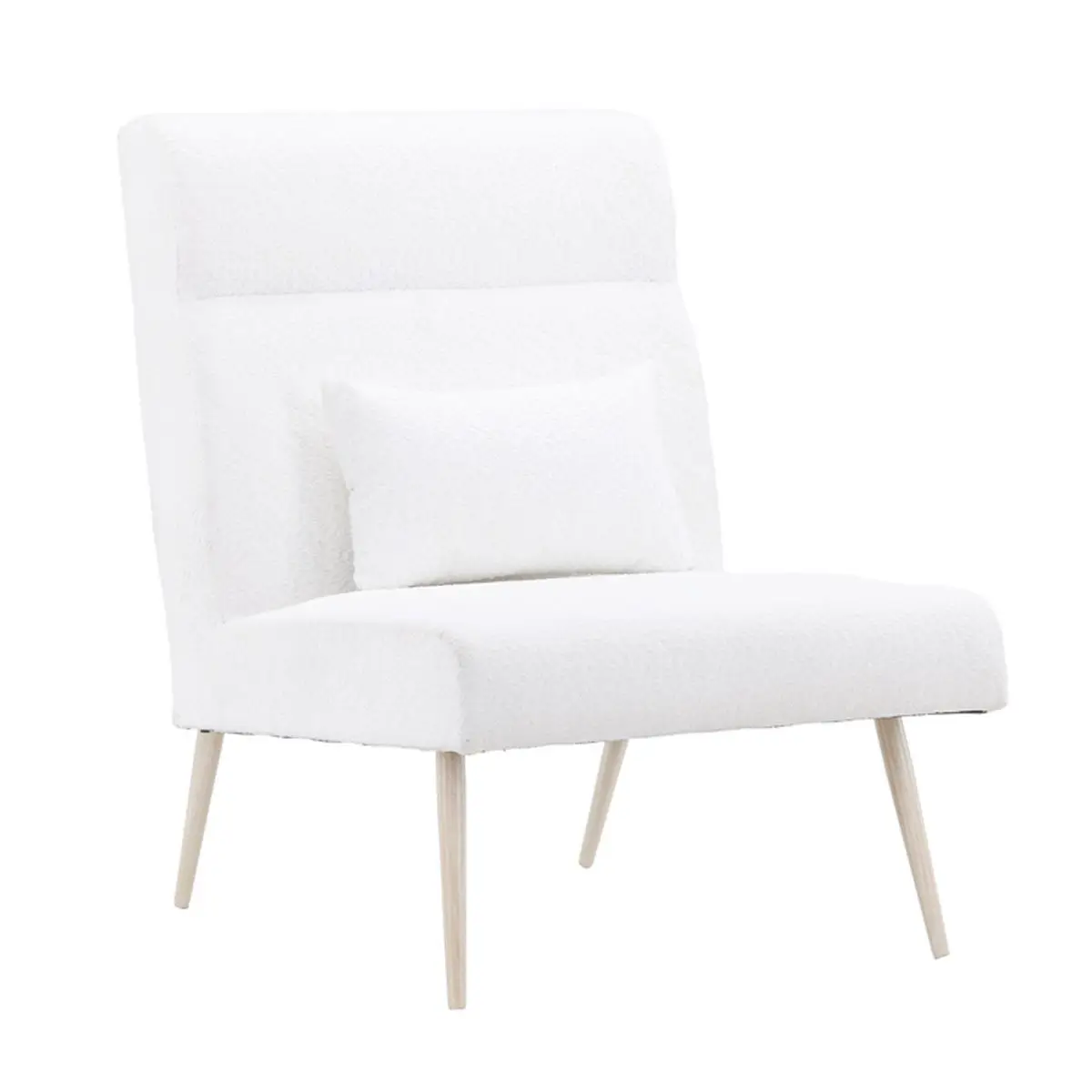 Fauteuil en Tissu Bouclette «Bloom» 95cm Blanc
