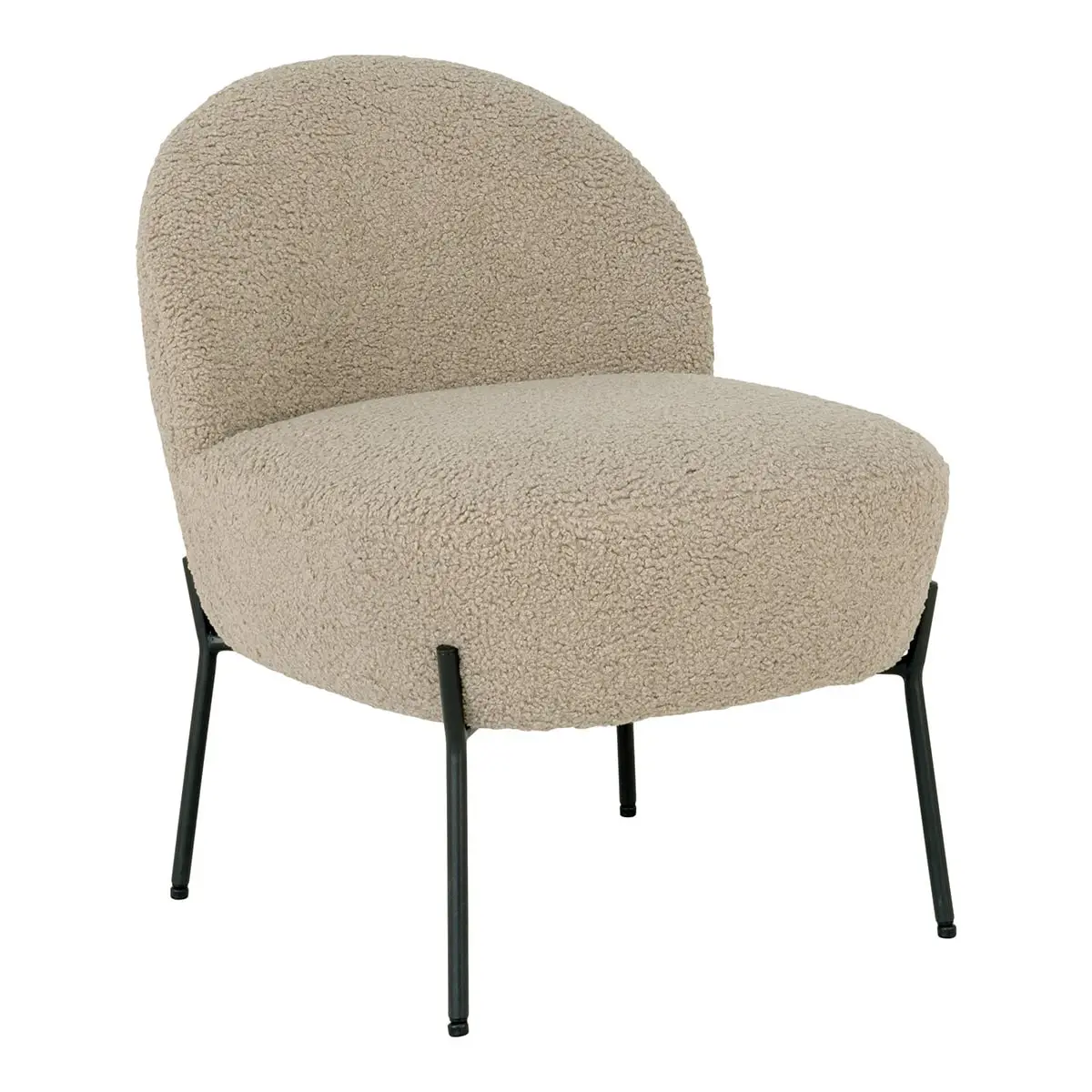 Fauteuil Imitation Laine Beige Piétement Acier Noir – SPLINE