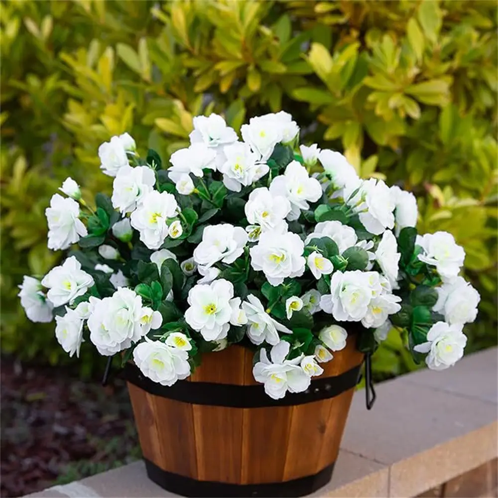 Faux bouquet de rhododendrons blancs, 34CM, MCBOSON
