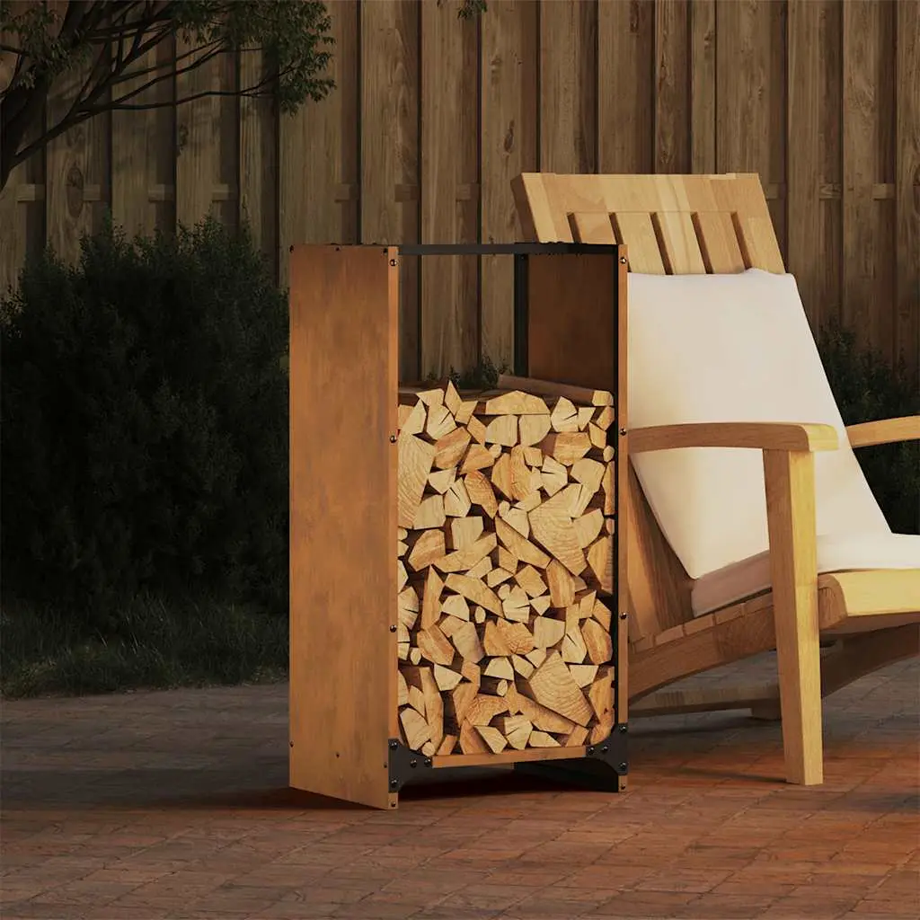 Étagère à bois design acier Corten extérieur/intérieur 80cm – ComfortXL Outdoor Living