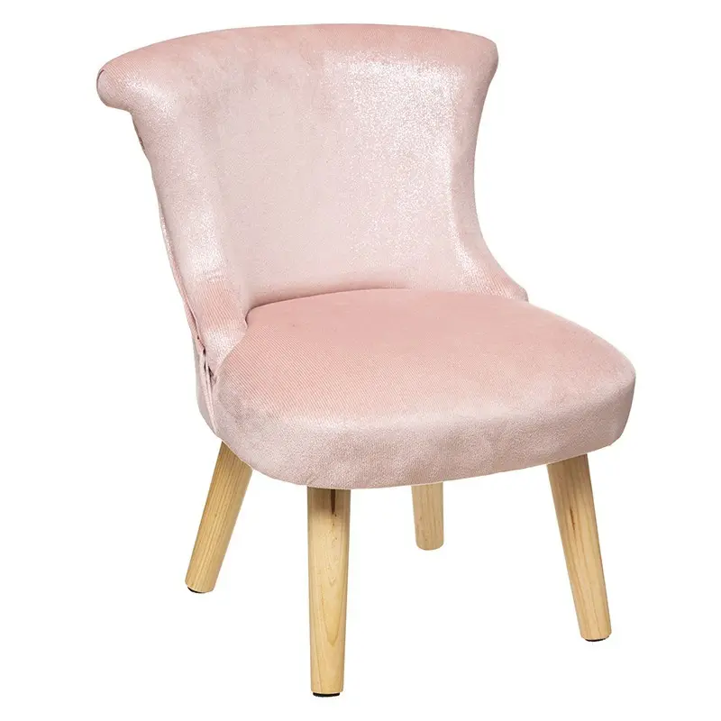 Fauteuil enfant rose velours Glitter Atmosphera