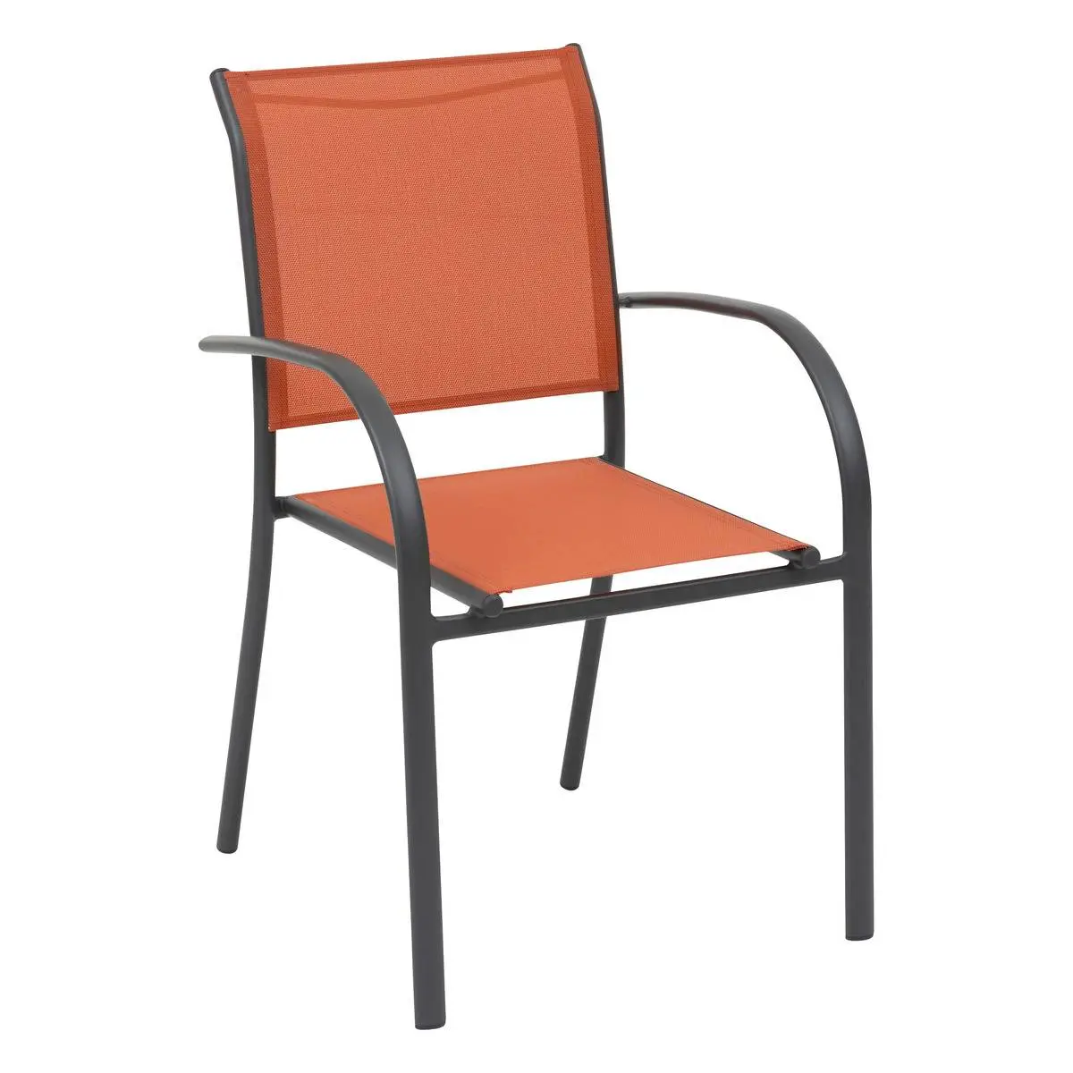 Fauteuil de jardin empilable «Piazza» ambre & graphite en aluminium traité en epoxy Hespéride