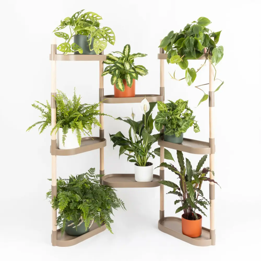 Étagère CitySens pour plantes couleur écorce de pin à 8 plateaux