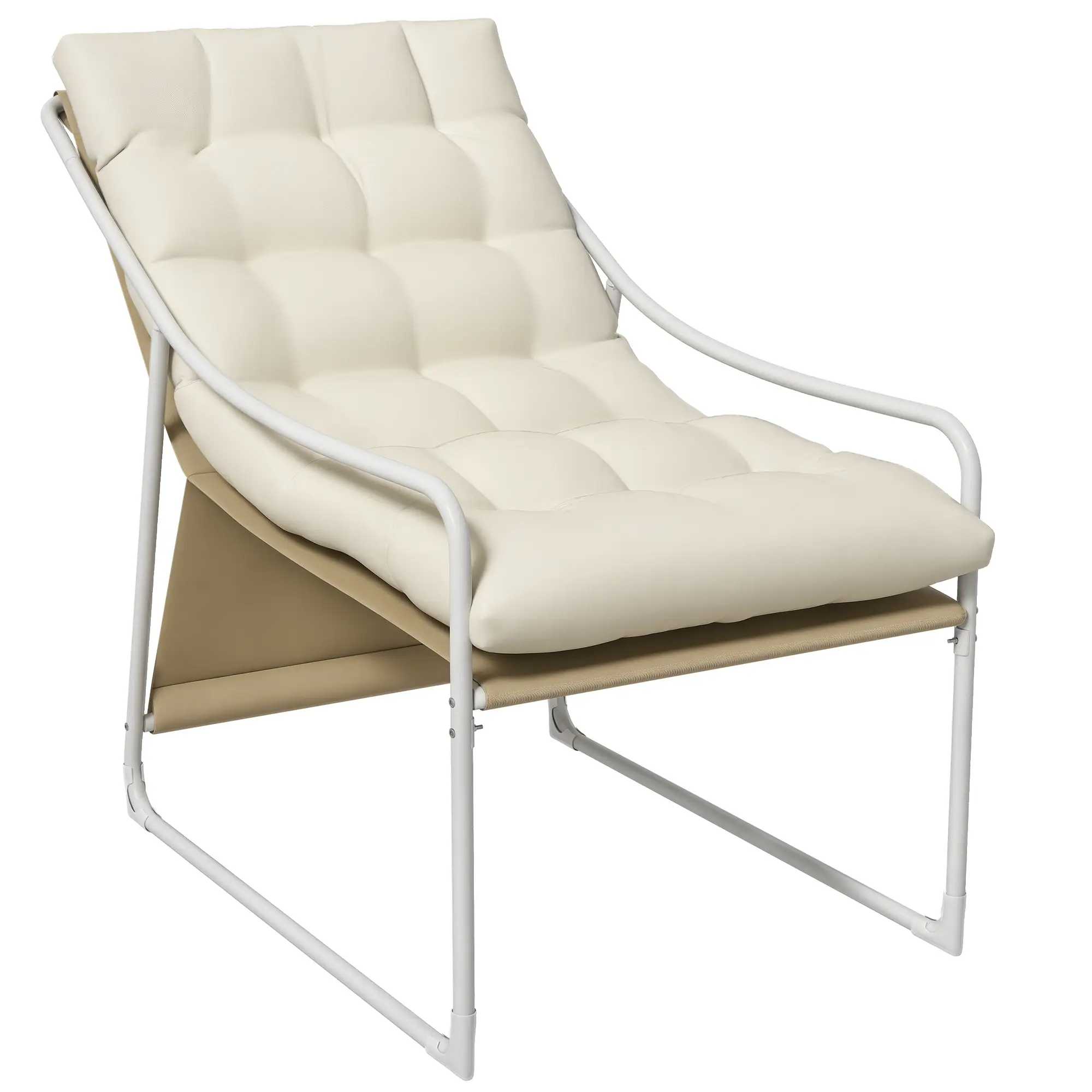 Chaise de jardin avec coussin 62x110x88cm pour balcon terrasse cadre acier beige – Outsunny