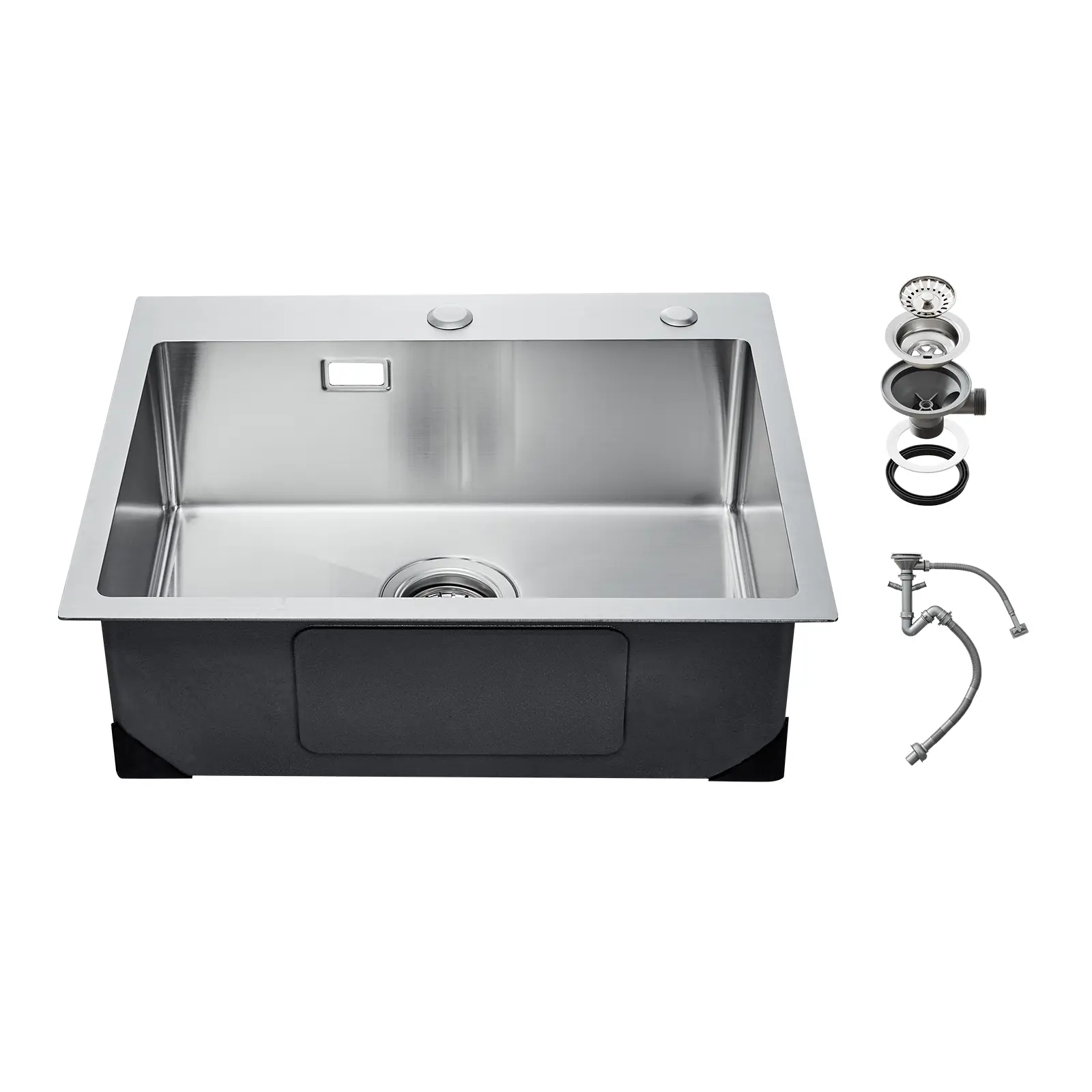 VEVOR Évier de cuisine 55cm, acier inox 304, montage par le haut. Cuve simple avec accessoires. Pour camping-car, cuisine.