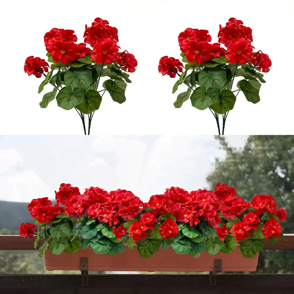 Fleurs artificielles de bégonia et de géranium – MCBOSON
