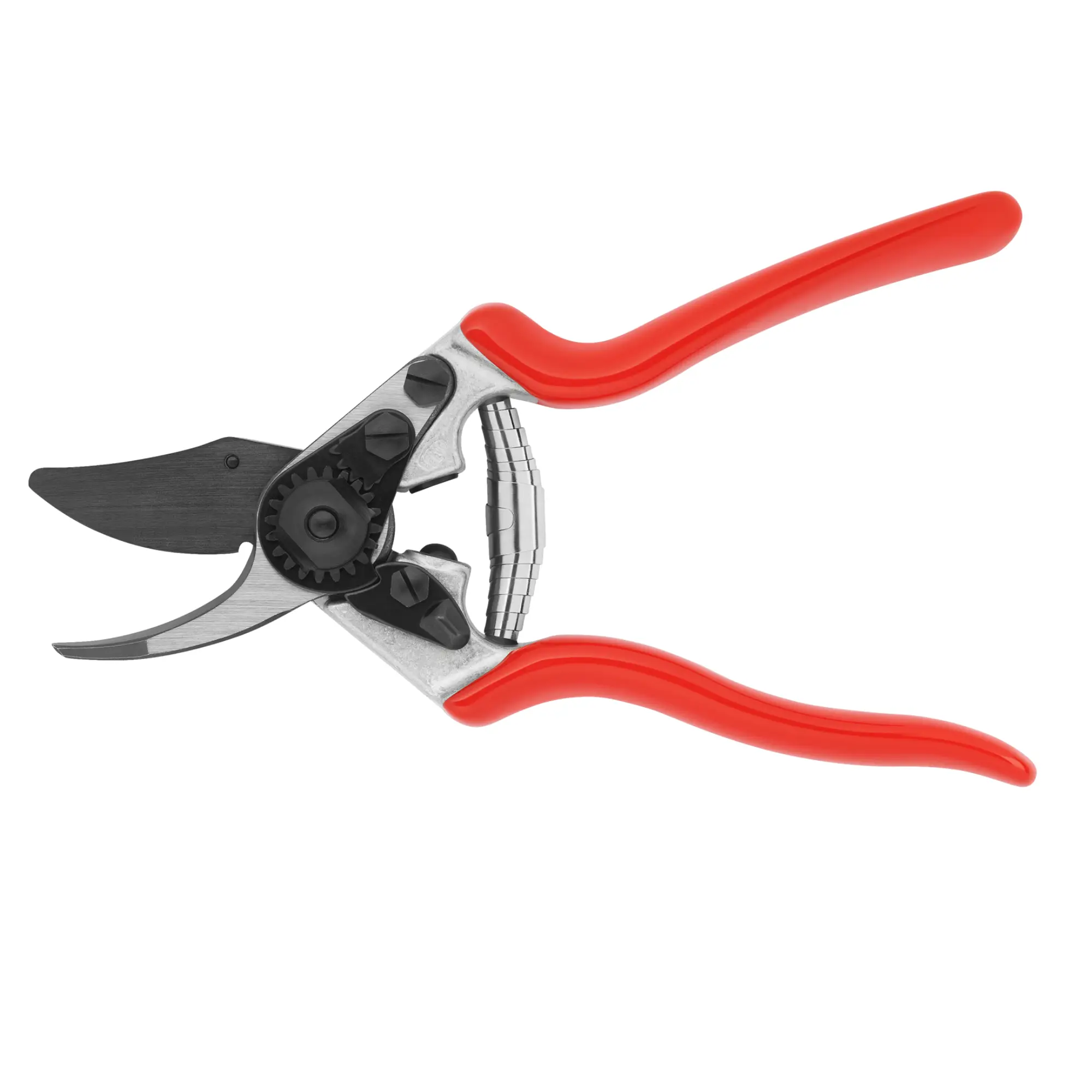 FELCO 6 Sécateur personnalisable Lame F-Tech / Poignées rouges – compact, ergonomique main moyenne, coupe 20 mm, aluminium forgé, Swiss Made