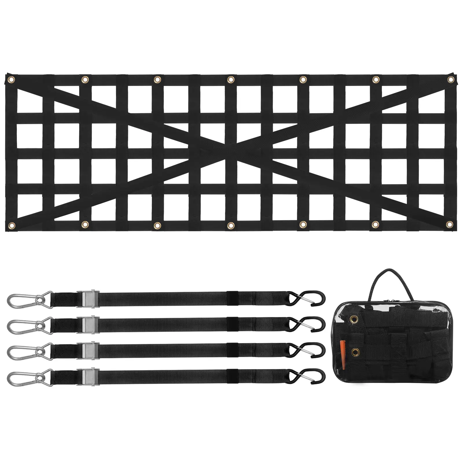 VEVOR Filet hayon 1370x470mm, 4 sangles, croix renforcée, extensible, pick-up, remorque, SUV.