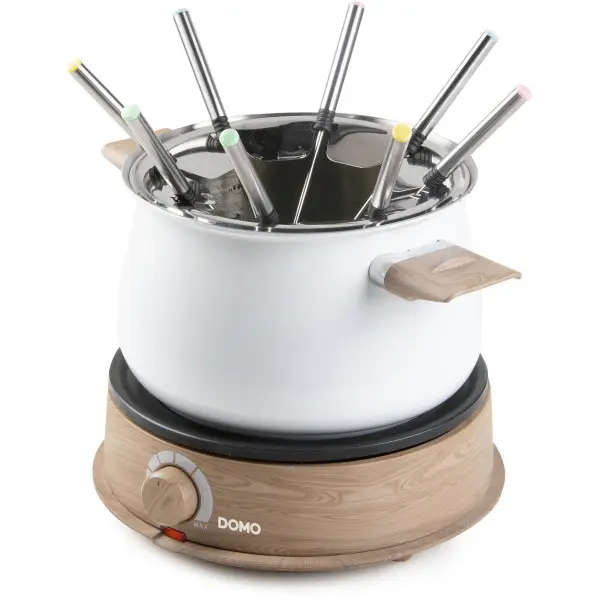 Fondue Electrique – DOMO – DO736F – 1500 W – 2 L – 8 personnes – Blanc/Bois